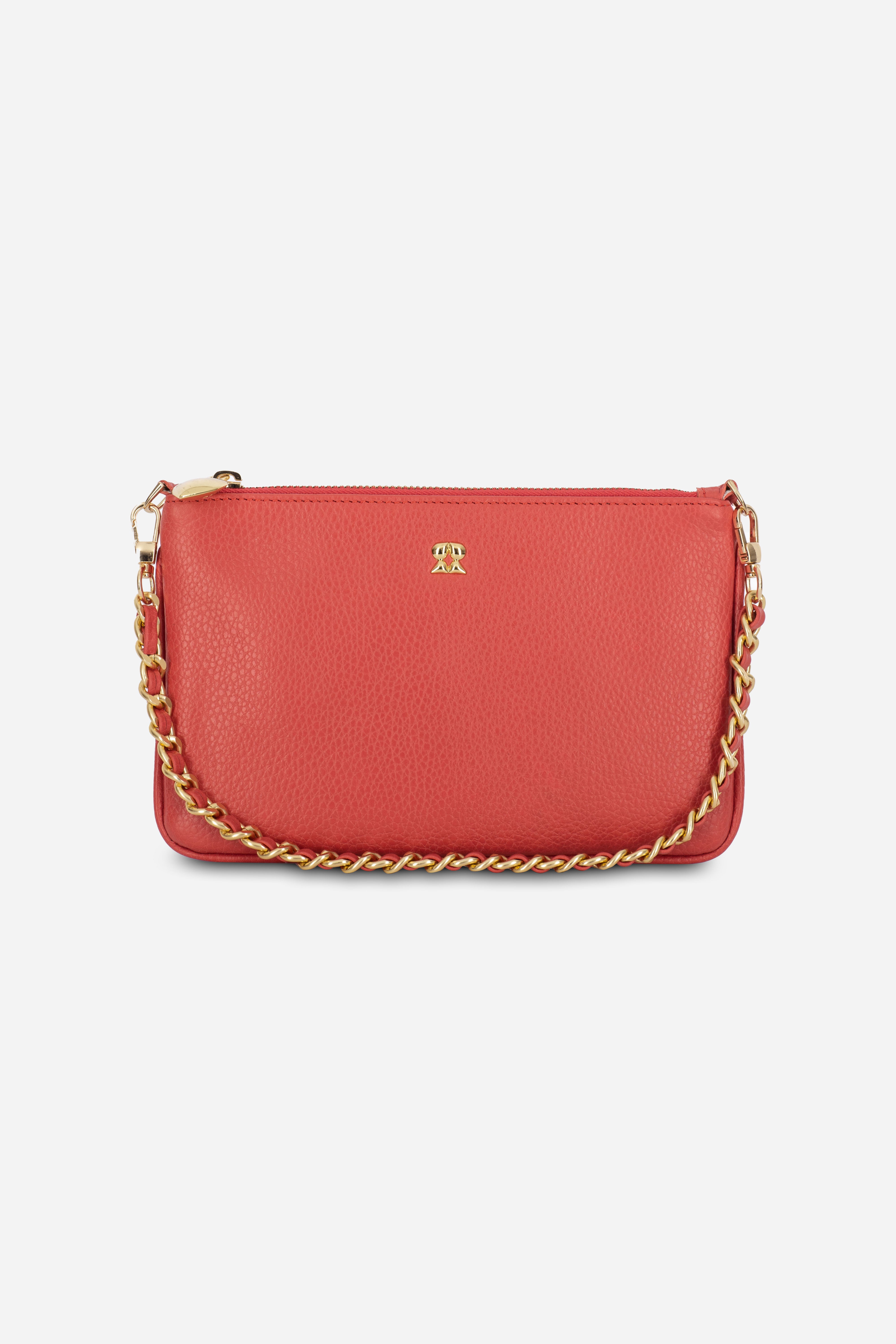KAIA CORAL CHAIN CLUTCH LEATHER BAG