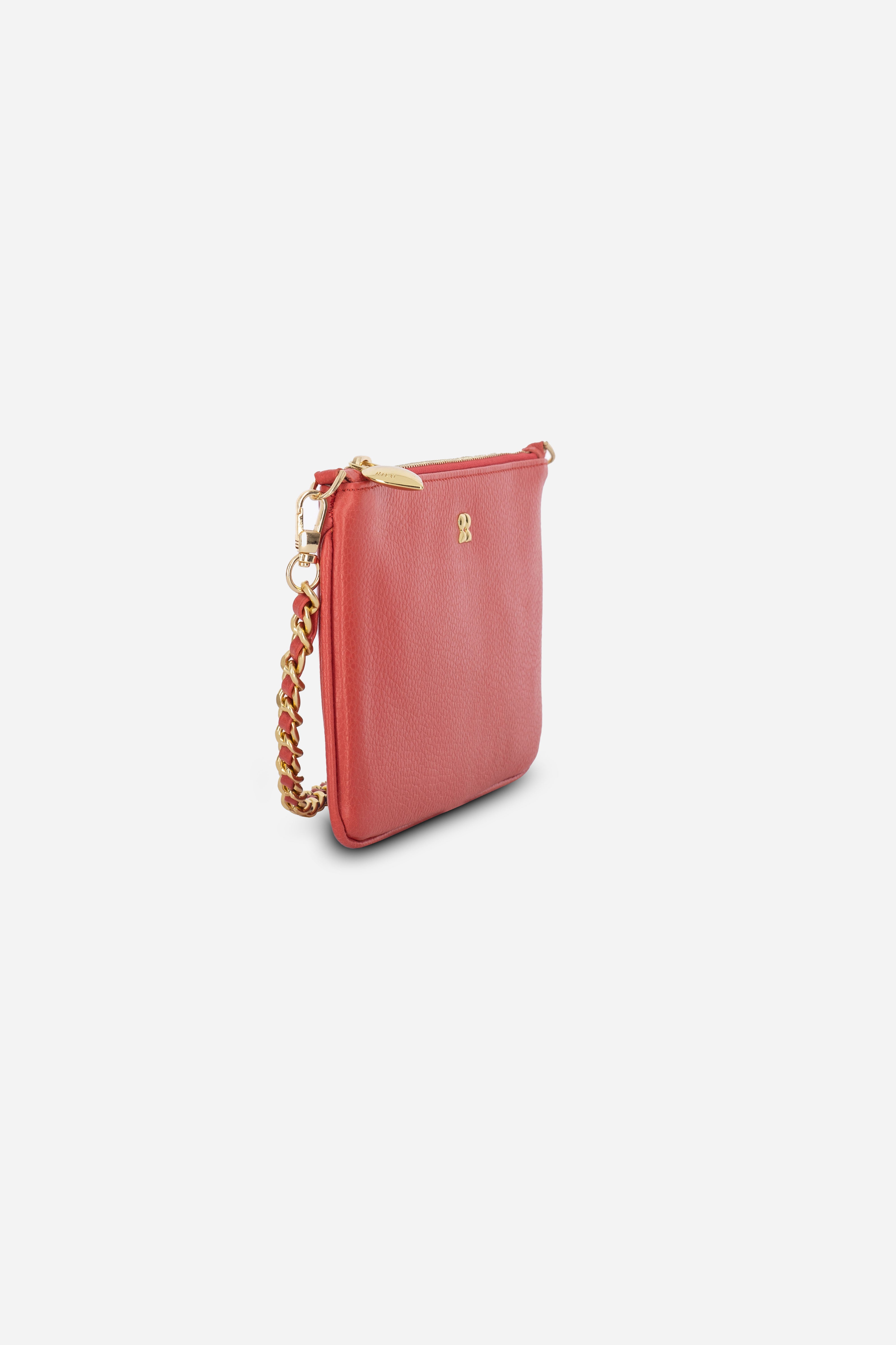 KAIA CORAL CHAIN CLUTCH LEATHER BAG