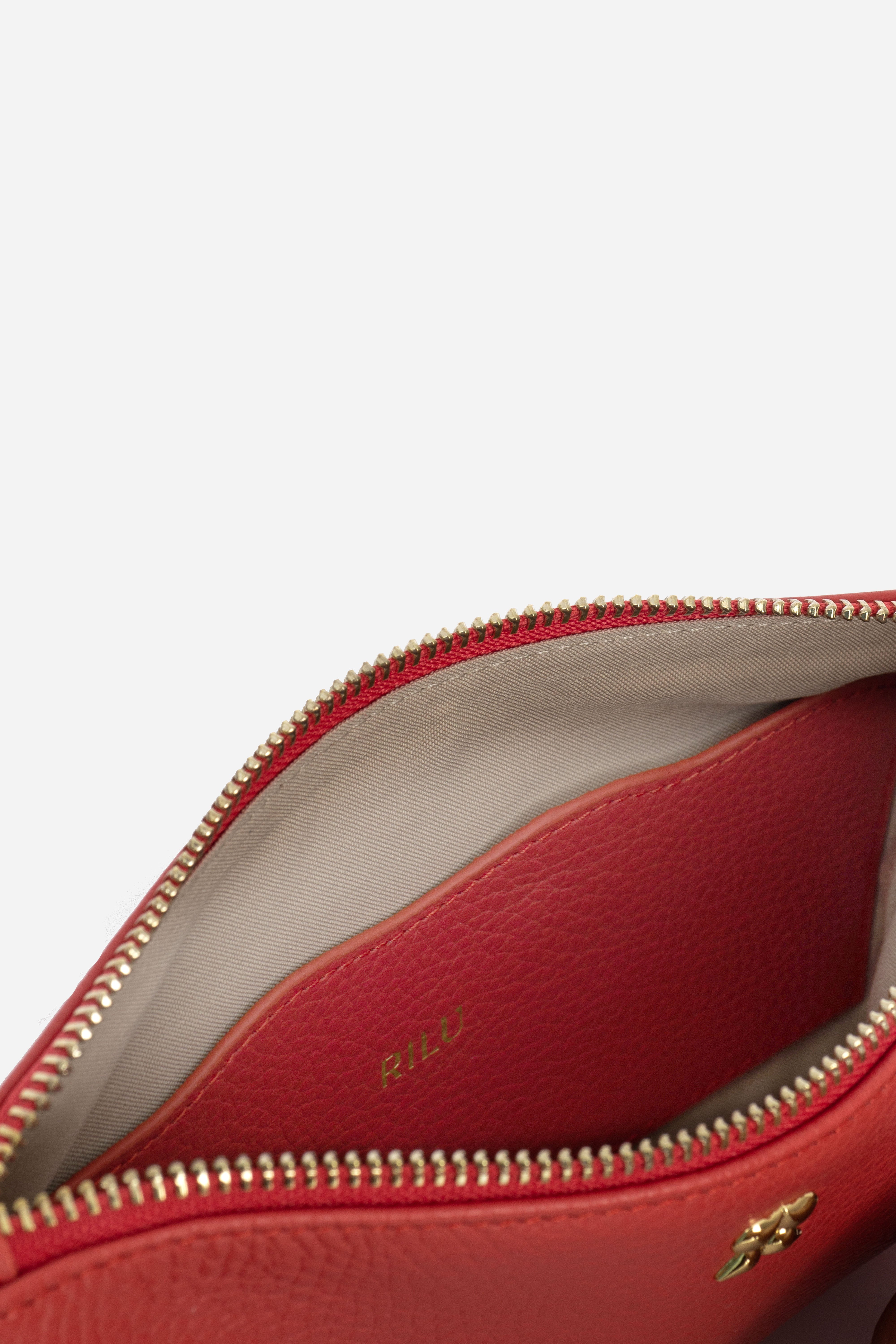 KAIA CORAL CHAIN CLUTCH LEATHER BAG