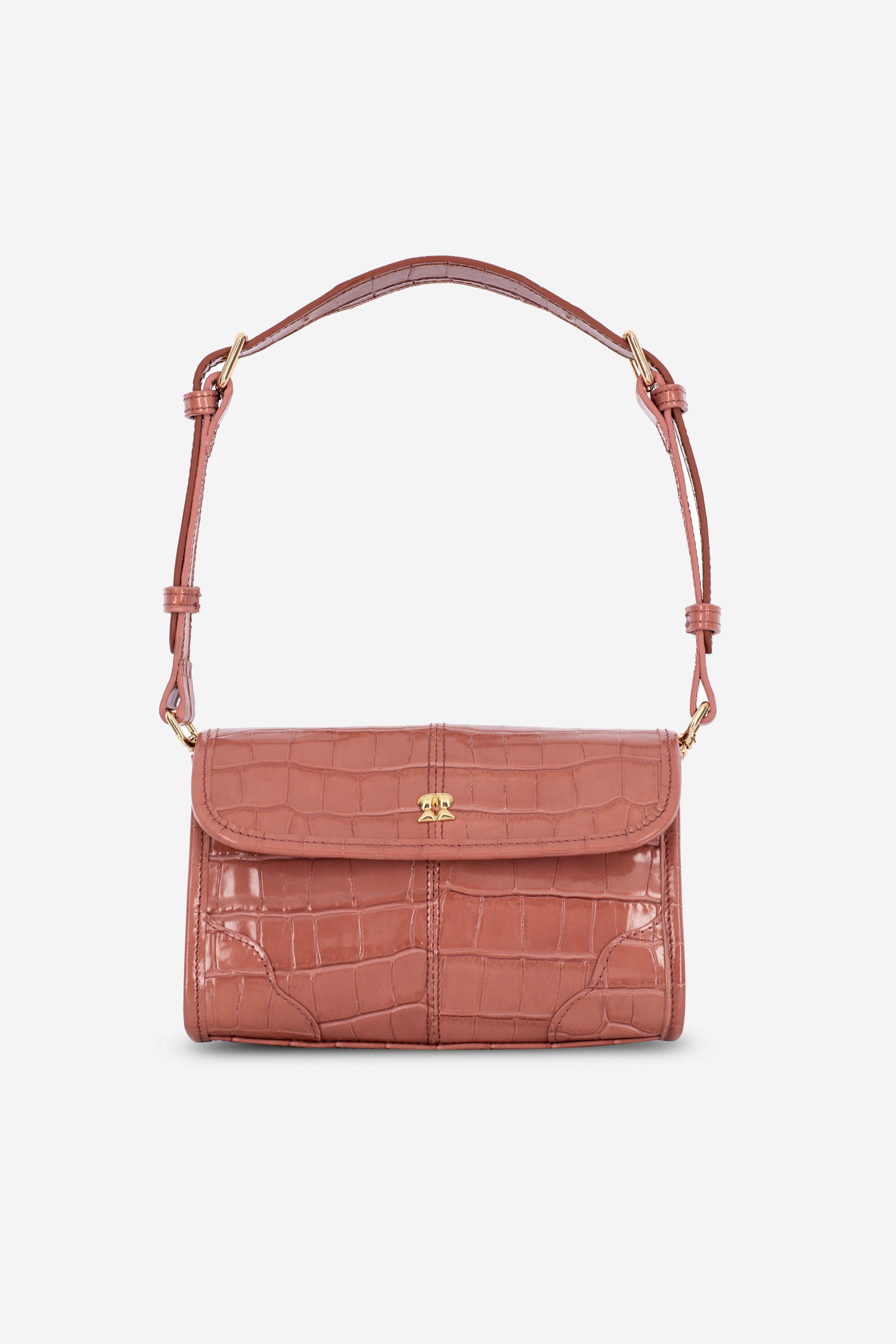 ELYSIA SALMON CROCO LEATHER MINI BAG