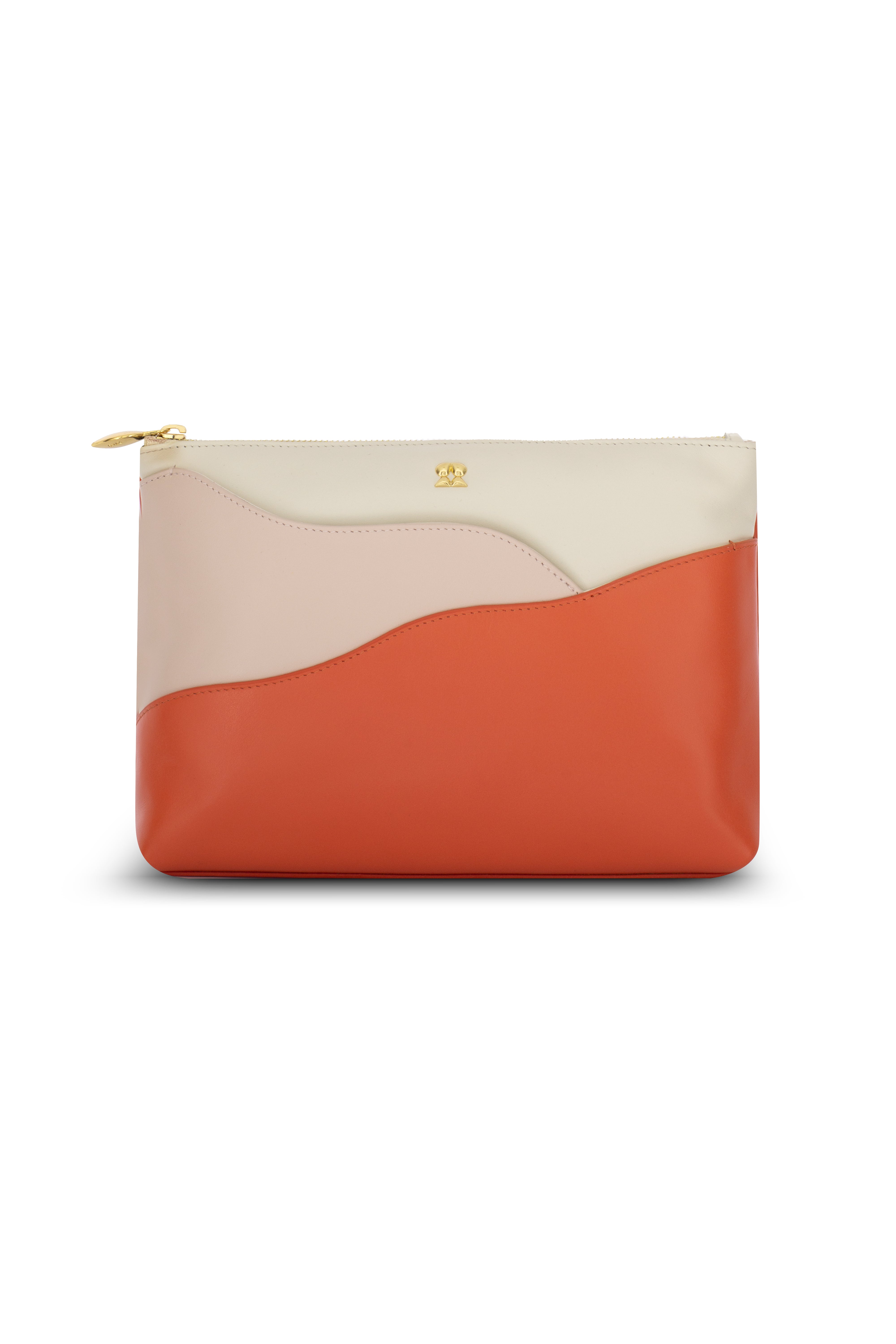 Ivy Coral-Powder Pink-Ivory Leather Clutch