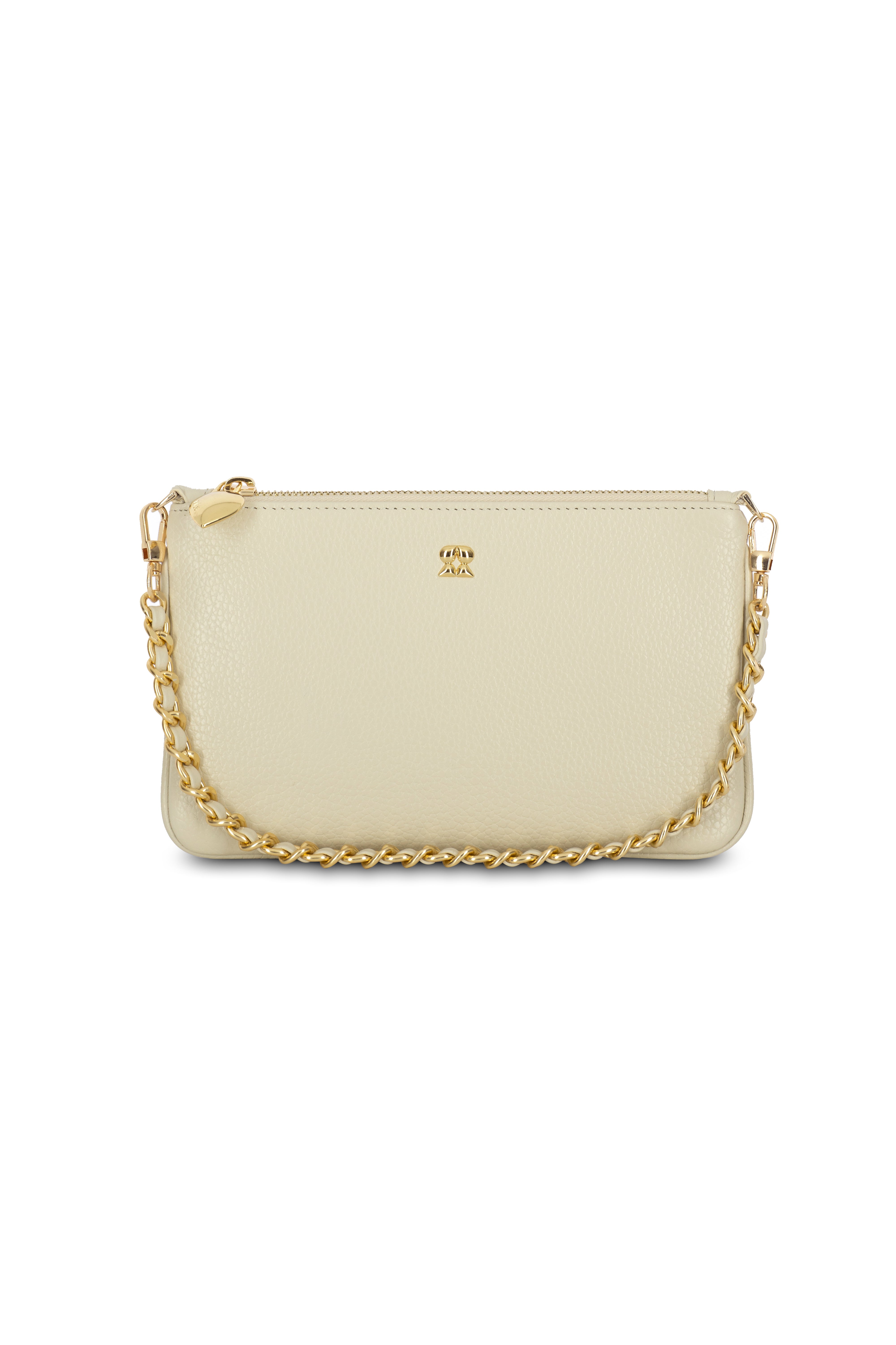 KAIA IVORY CHAIN CLUTCH LEATHER BAG