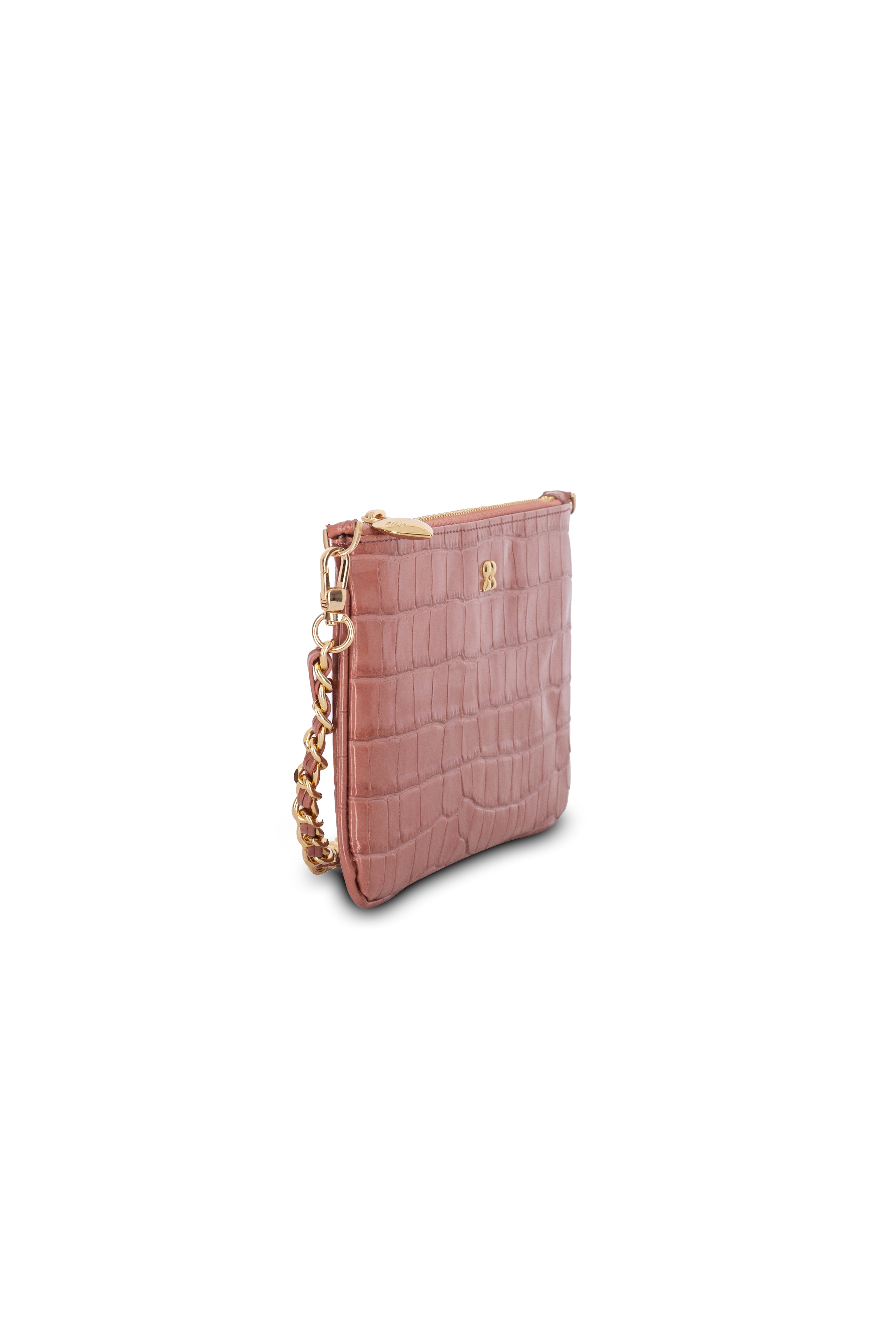 KAIA CAMEL CHAIN CLUTCH LEATHER BAG