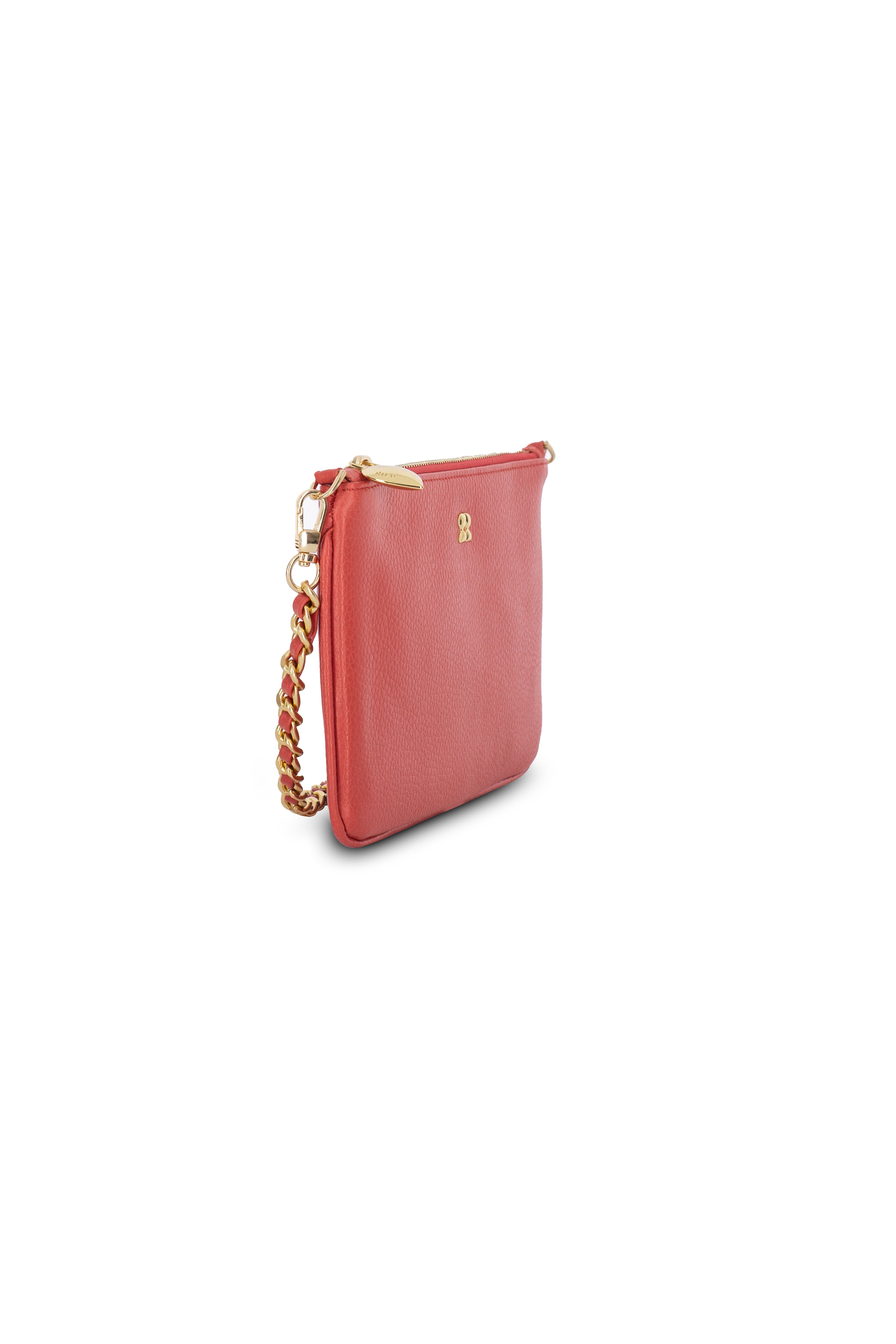 KAIA CORAL CHAIN CLUTCH LEATHER BAG