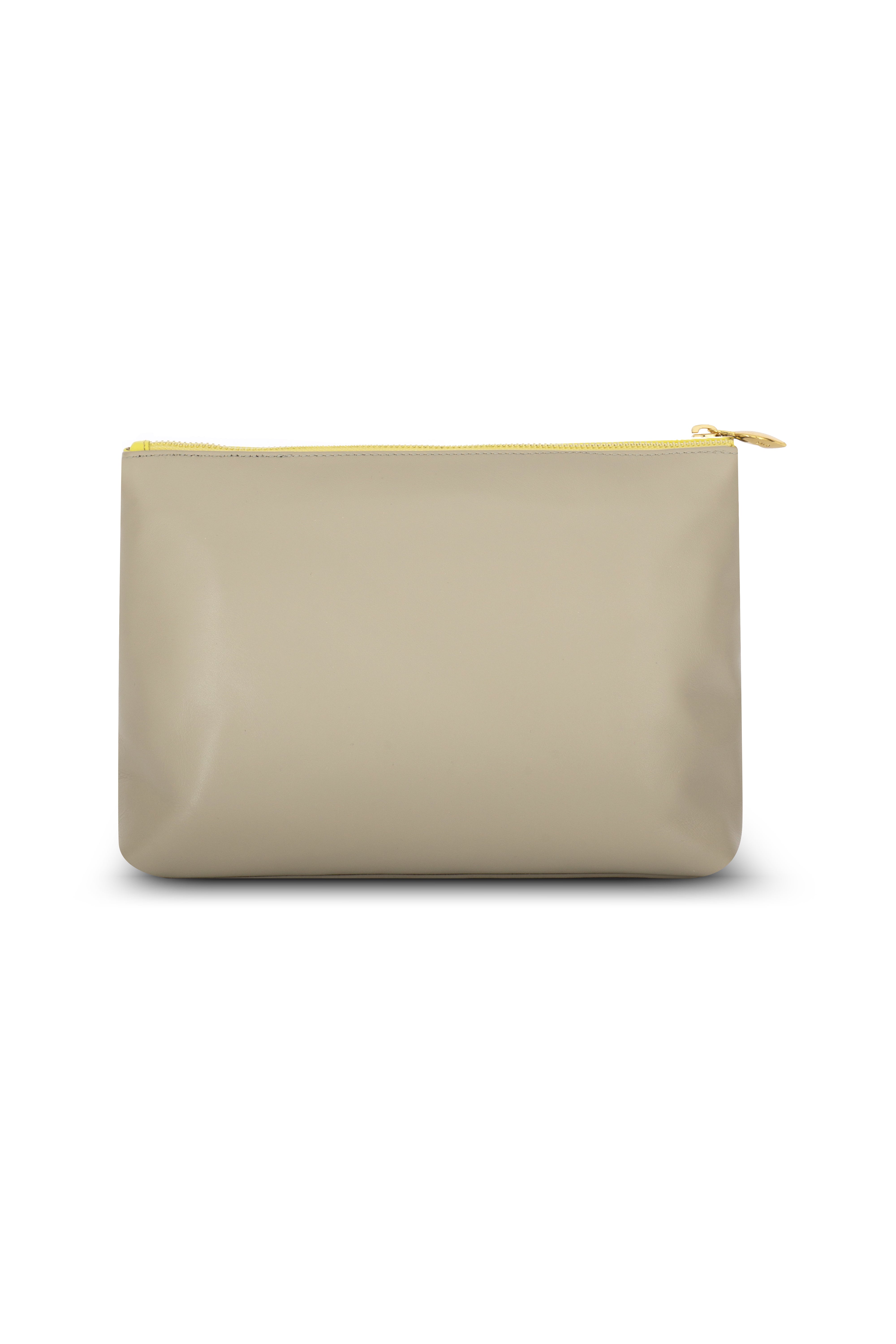 Ivy Stone Gray-Ivory-Yellow Butter Leather Clutch