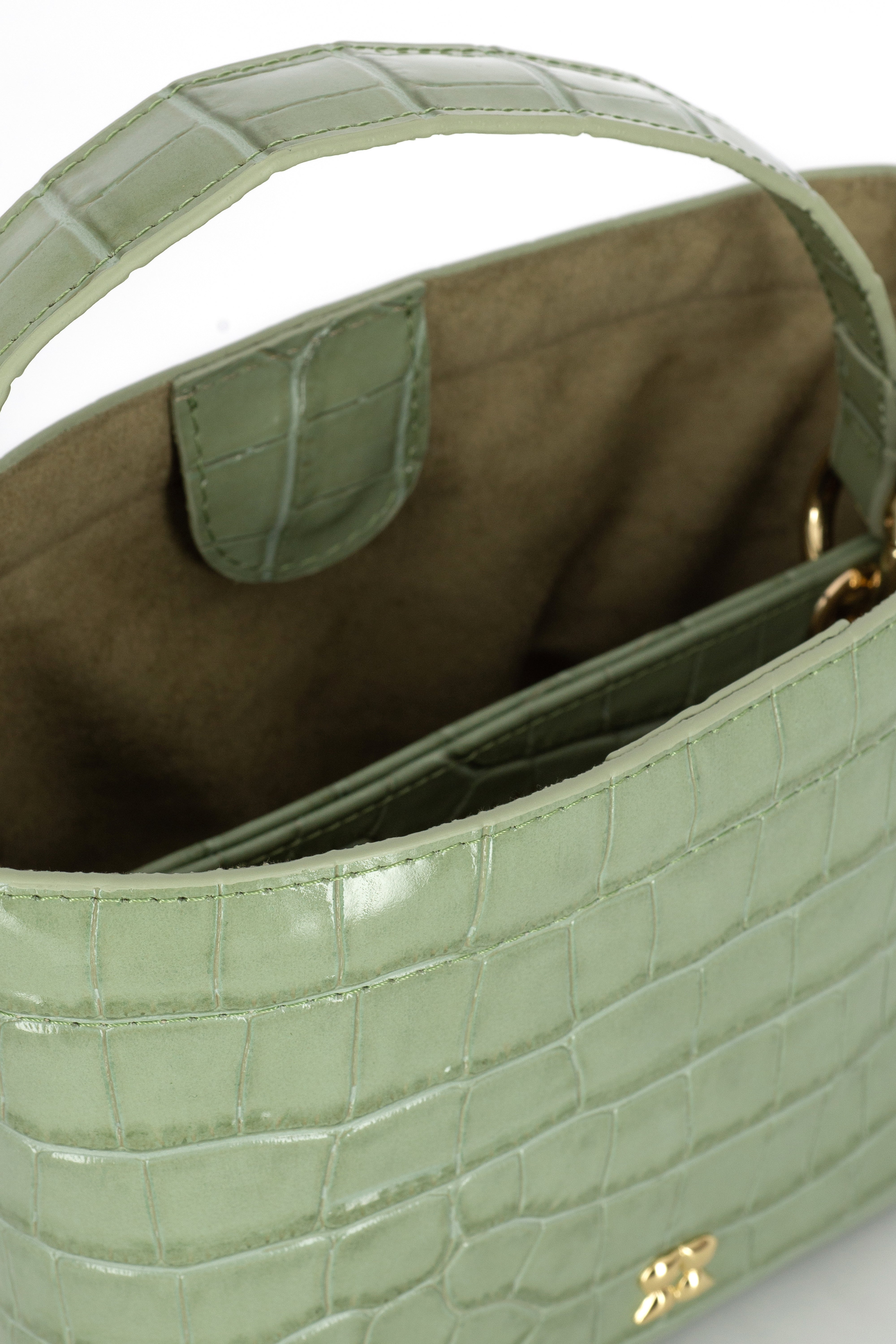 LOULOU GREEN CROCO LEATHER CROSSBODY BAG