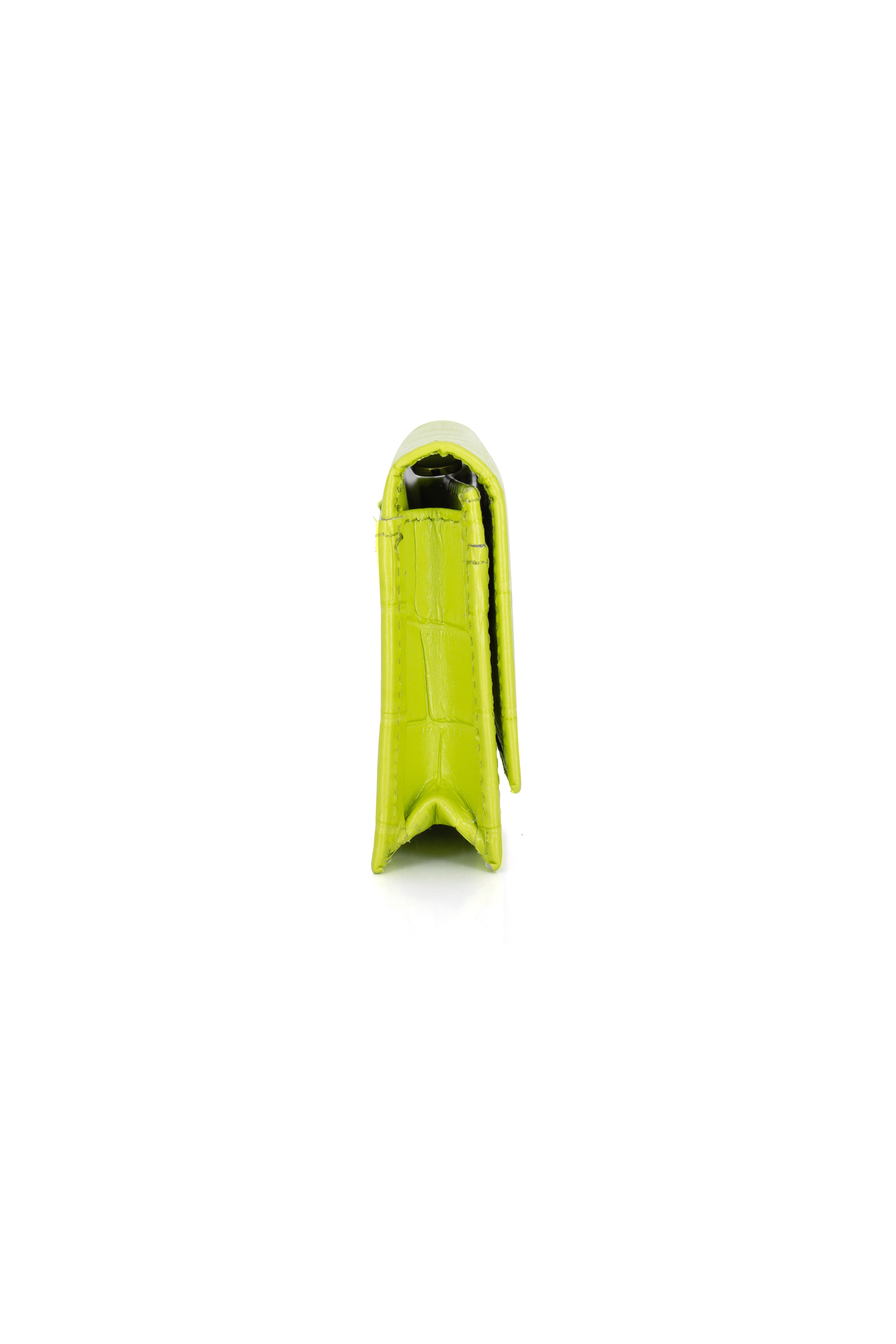 LILY YELLOW-GREEN CROCO CHAIN MICRO BAG
