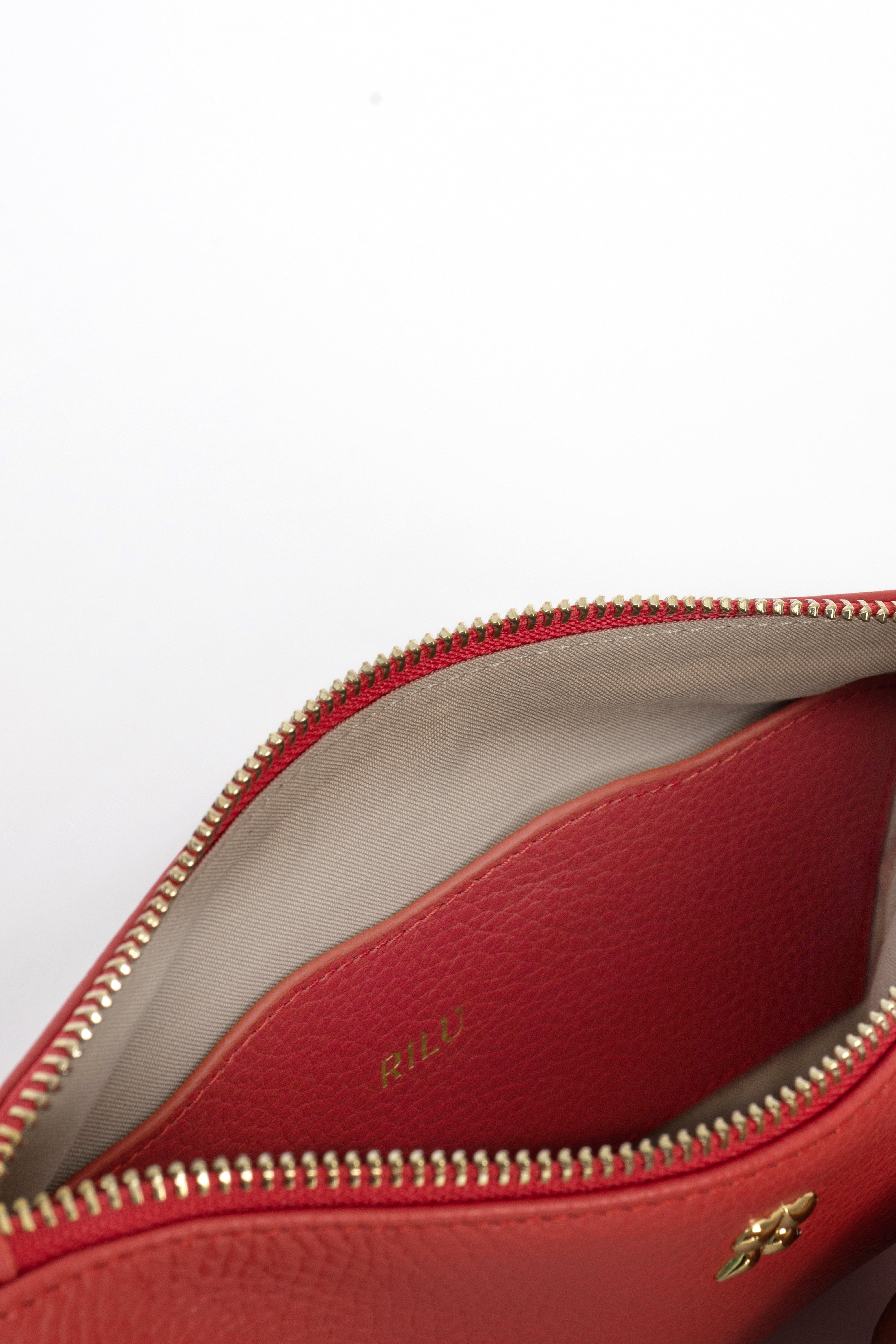 KAIA CORAL CHAIN CLUTCH LEATHER BAG