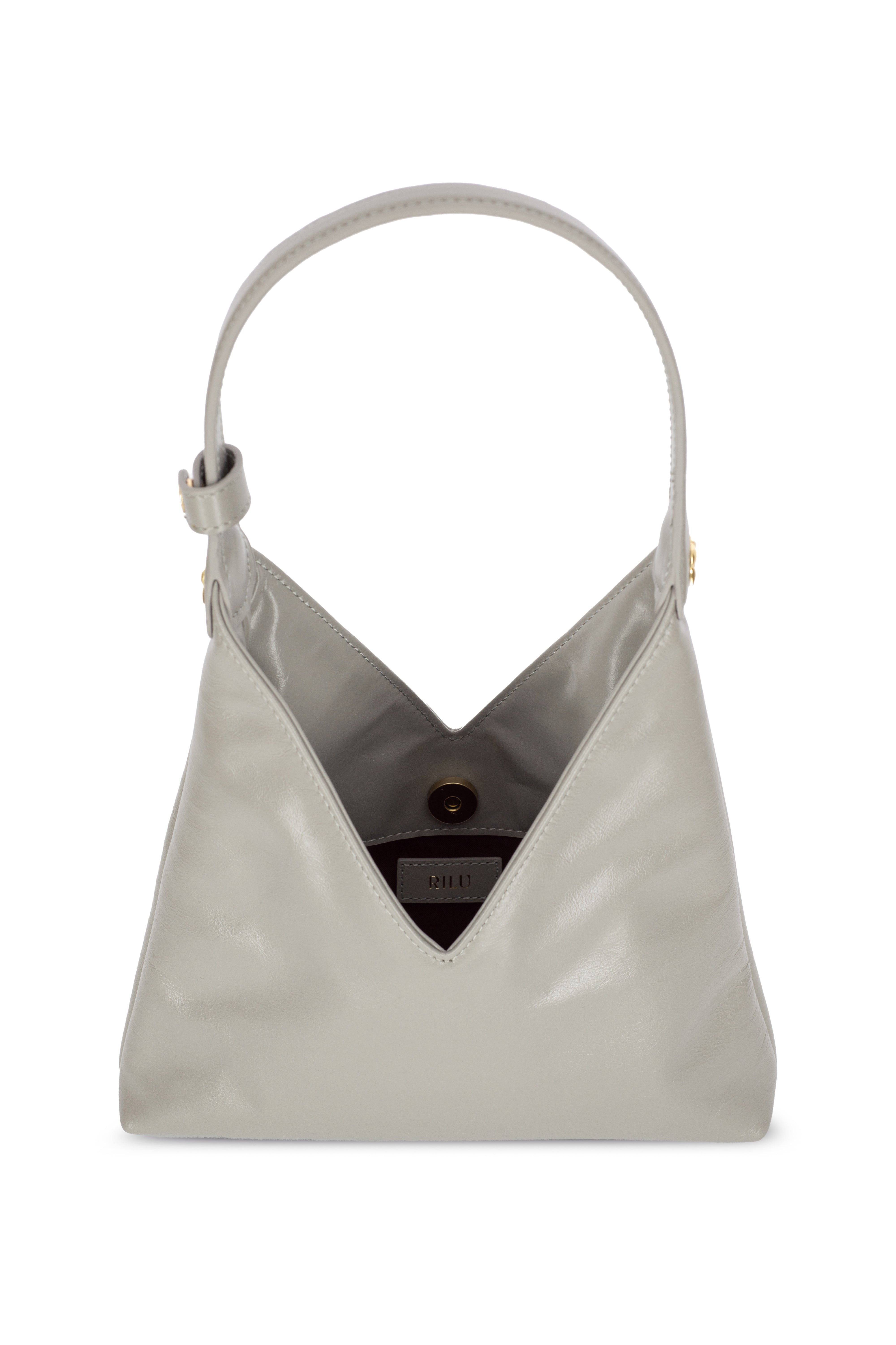 Lyra Stone Gray Leather Shoulder Bag