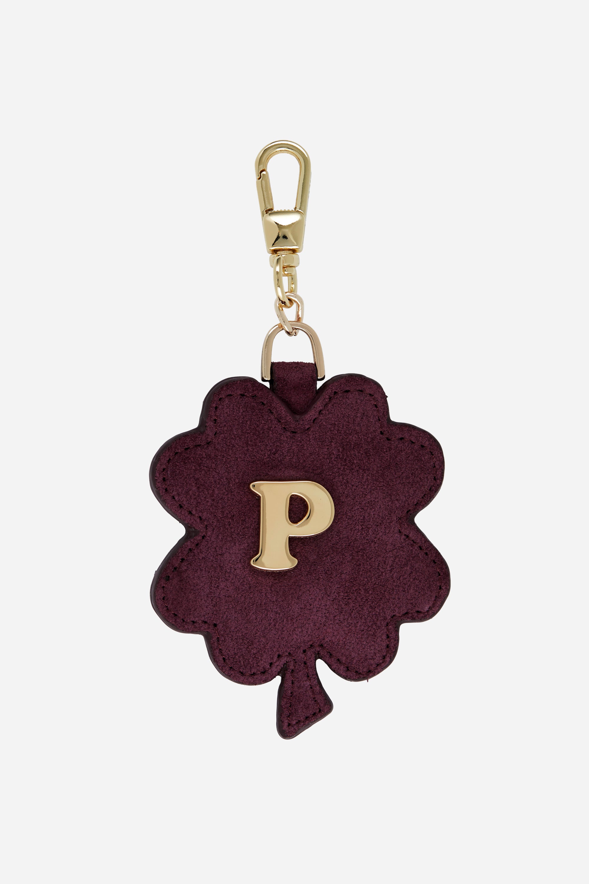 Clover Bordeaux Suede Charm and Keyring