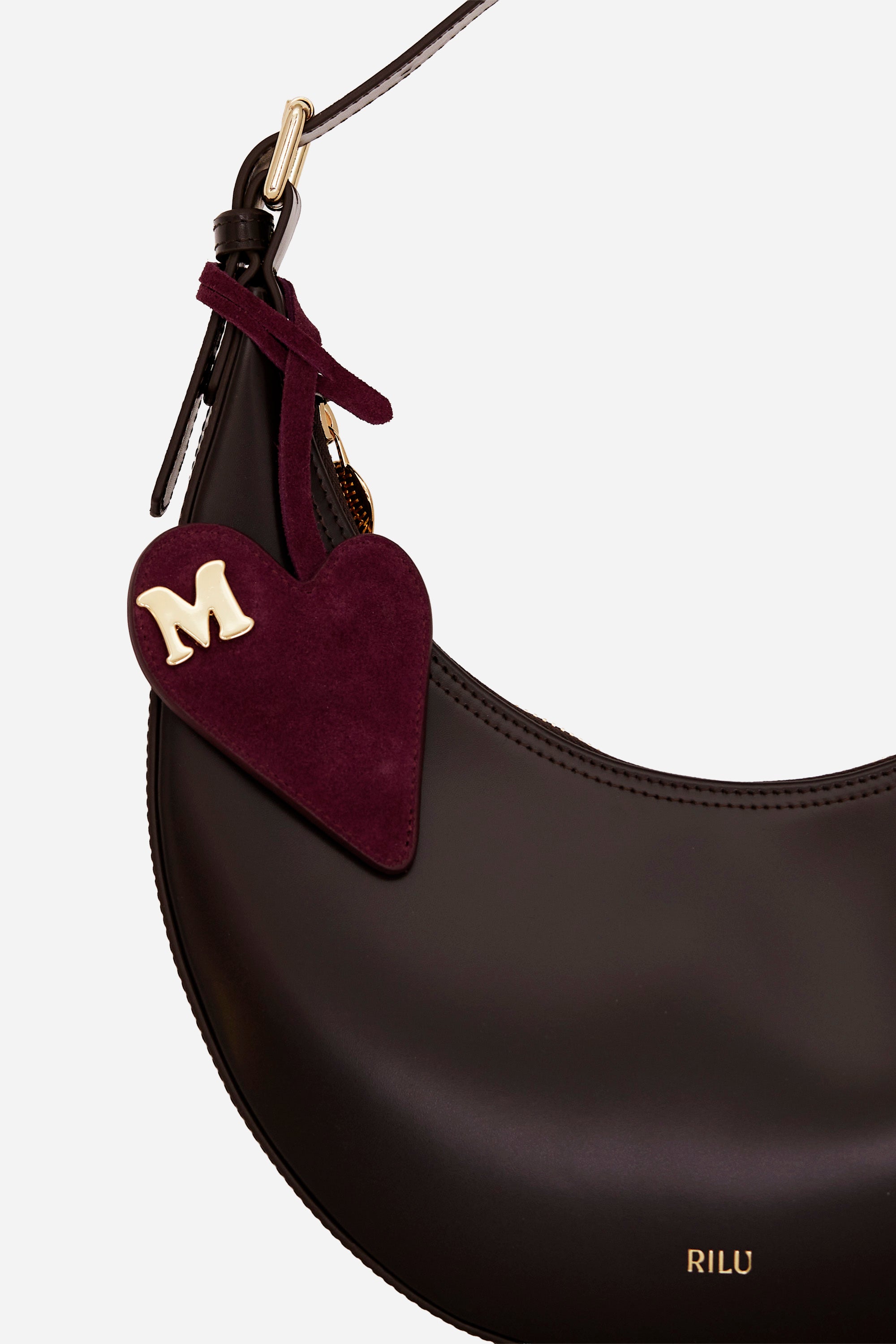Heart Bordeaux Suede Charm and Keyring
