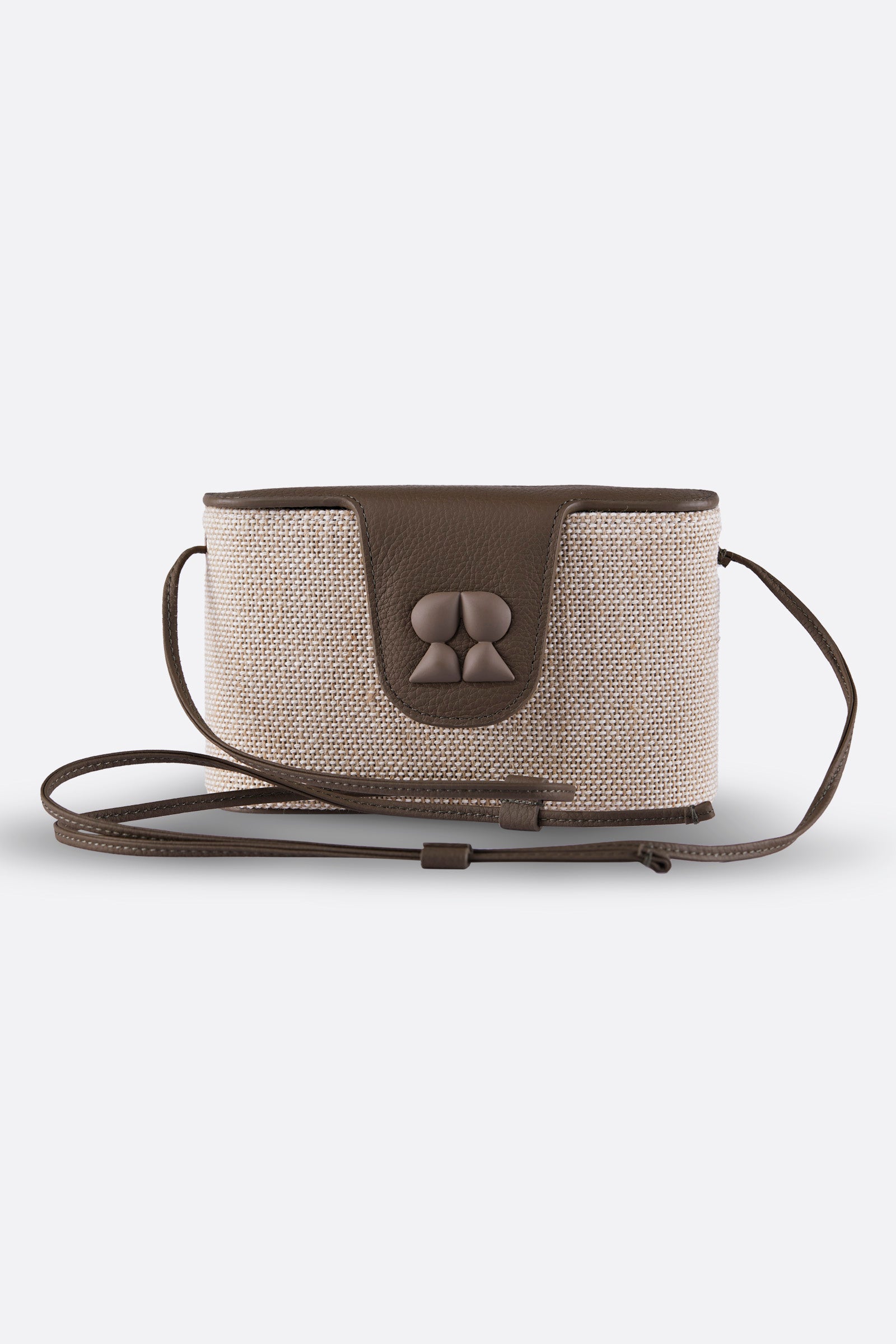 CALIA MOCHA CANVAS-LEATHER CROSSBODY BAG