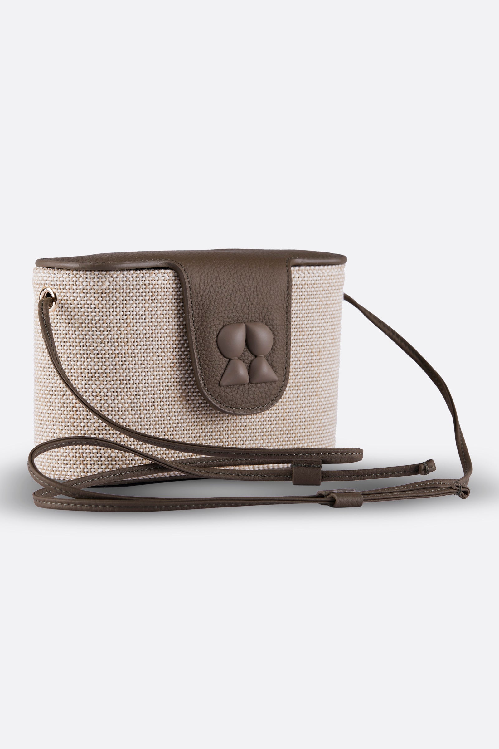 CALIA MOCHA CANVAS-LEATHER CROSSBODY BAG