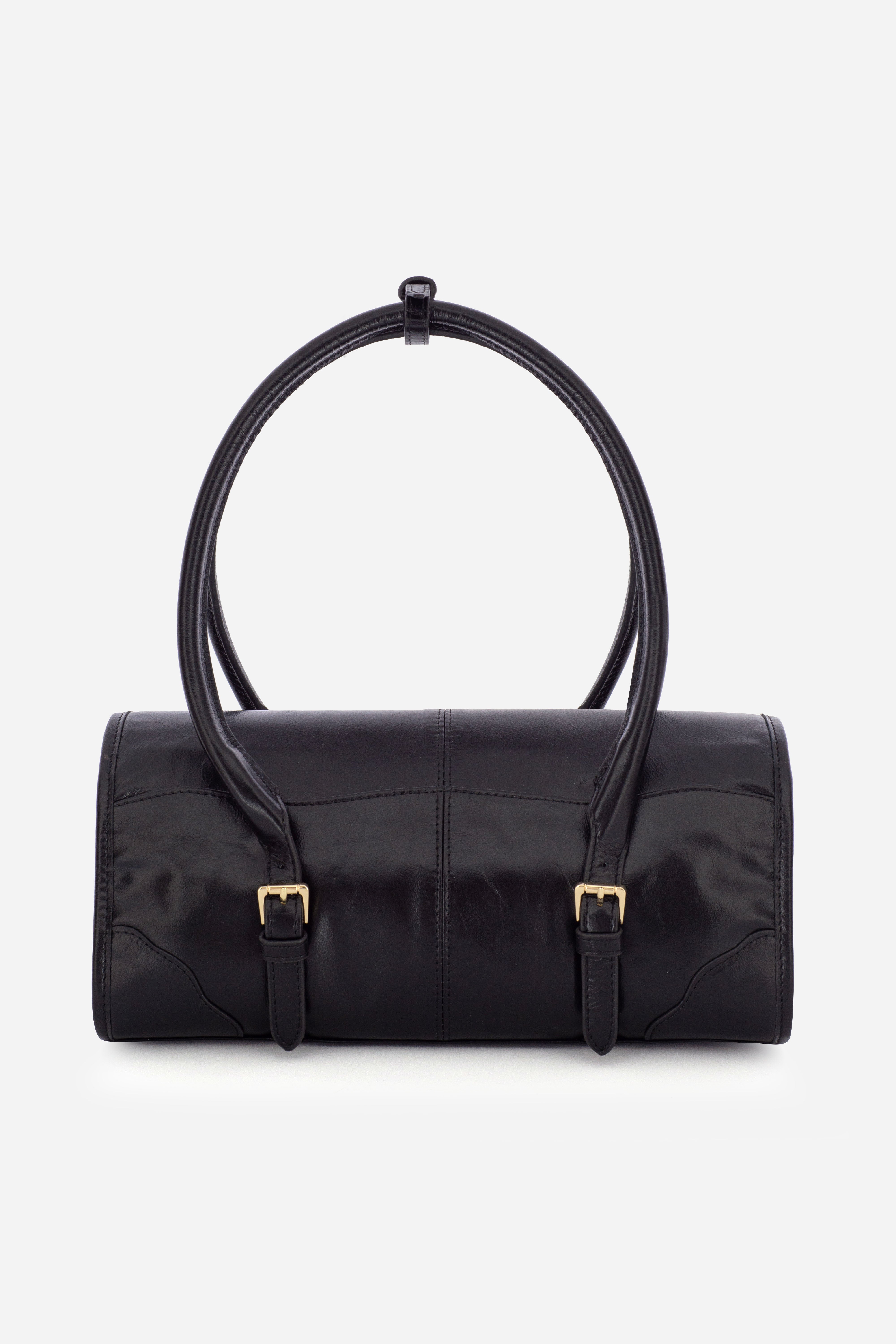 Rilu Amara black leather shoulder bag back view