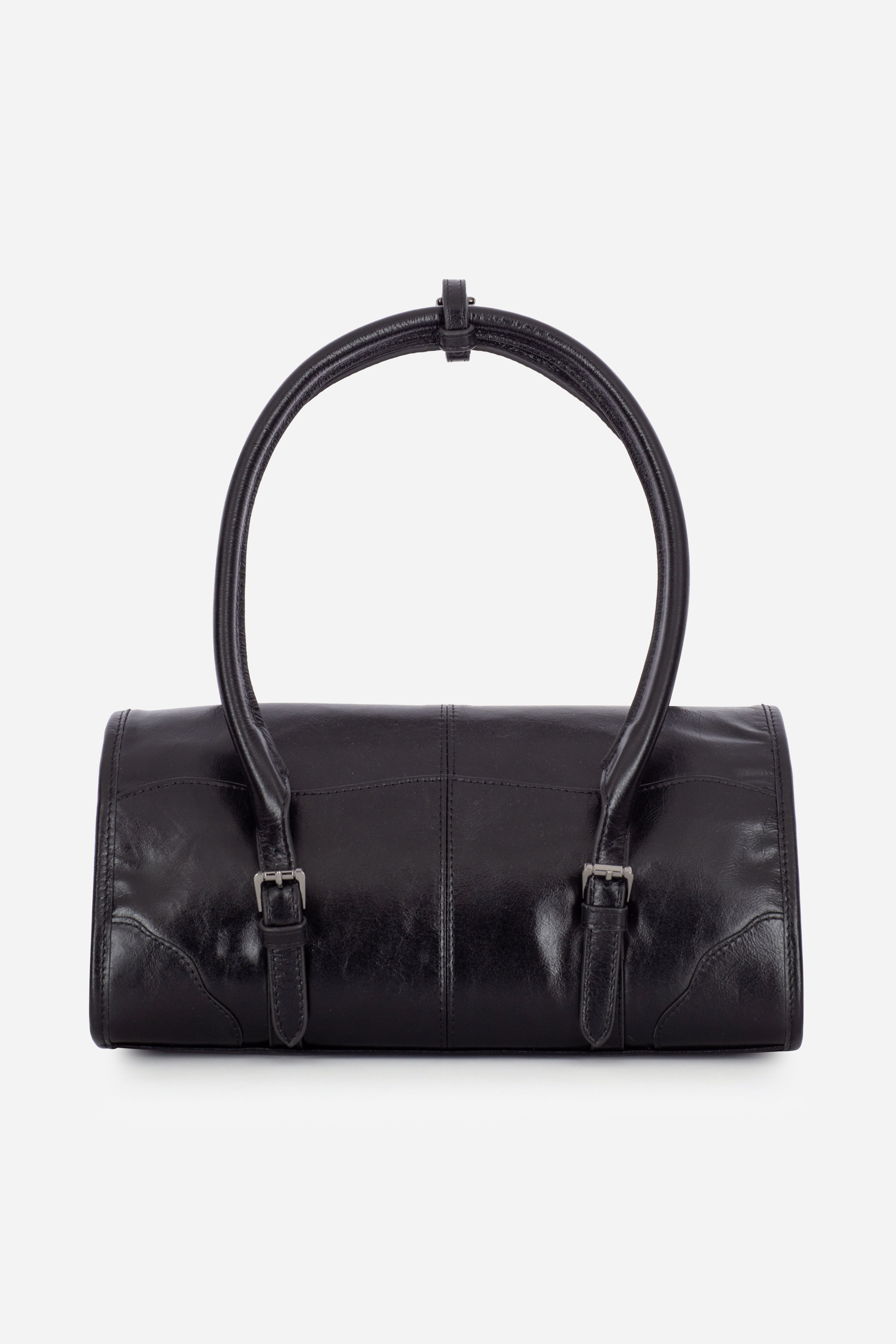 Rilu Amara black leather shoulder bag back view