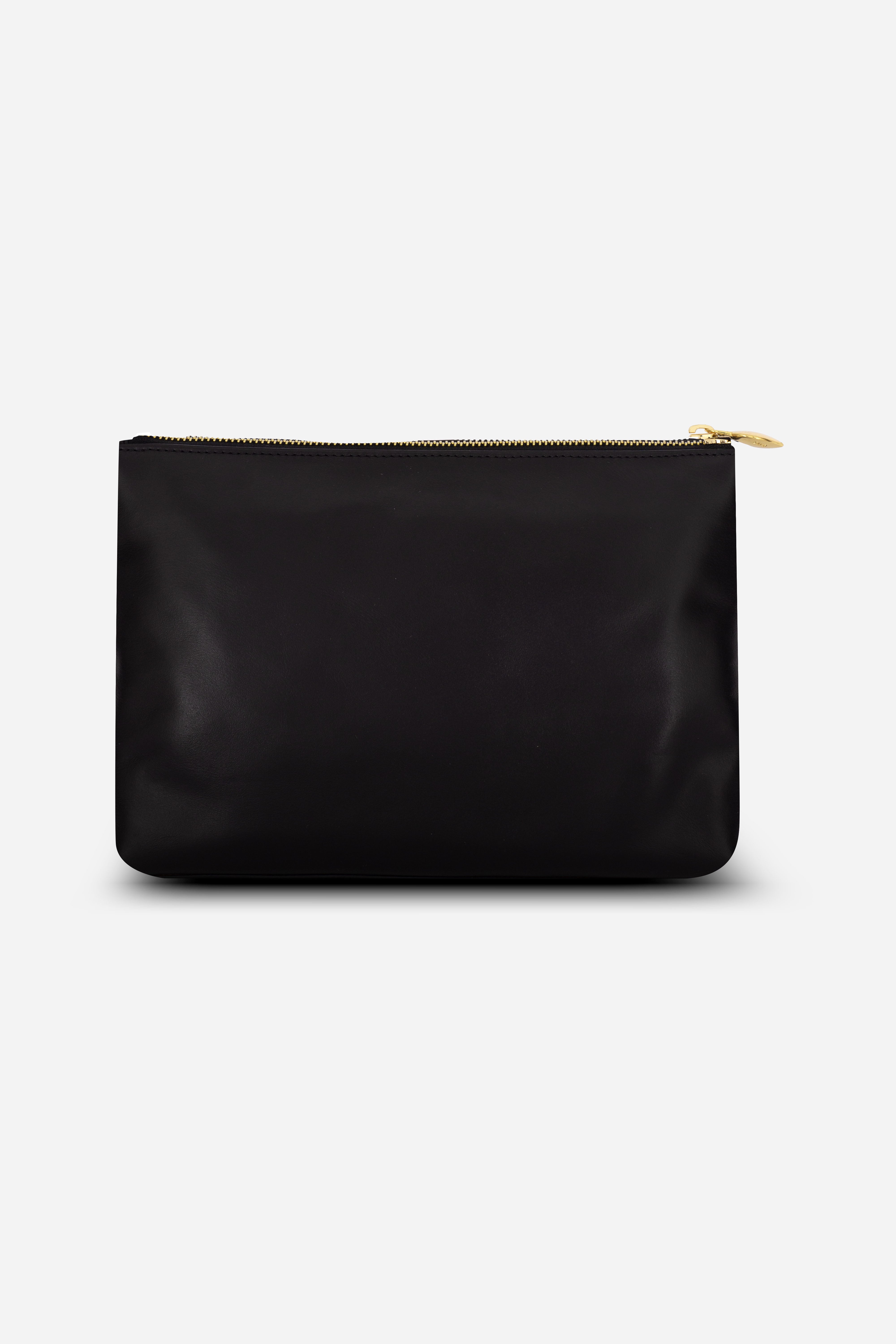 Rilu Ivy black and espresso leather clutch back view