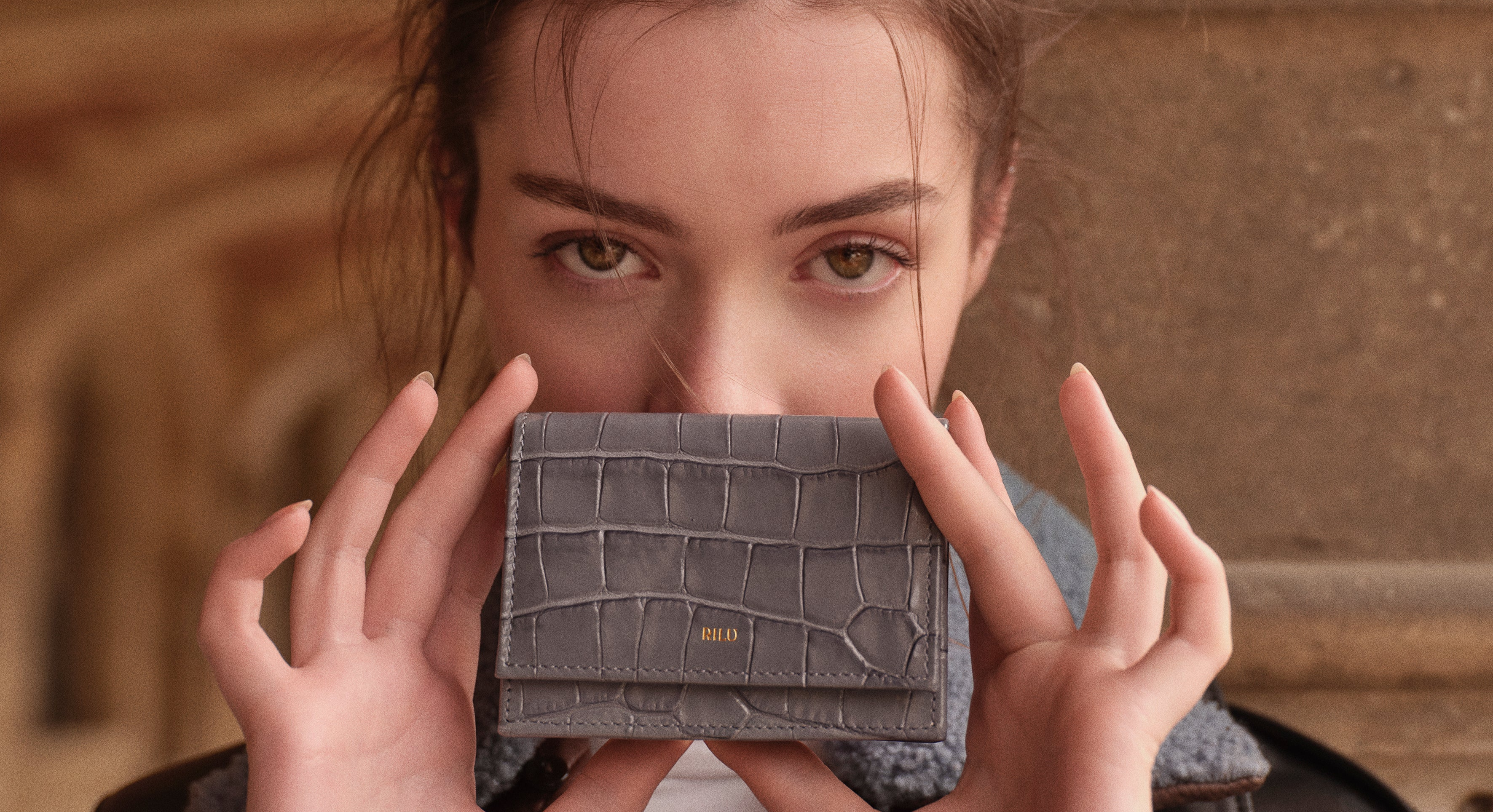 Rilu Lily Ash Blue croco-embossed wallet