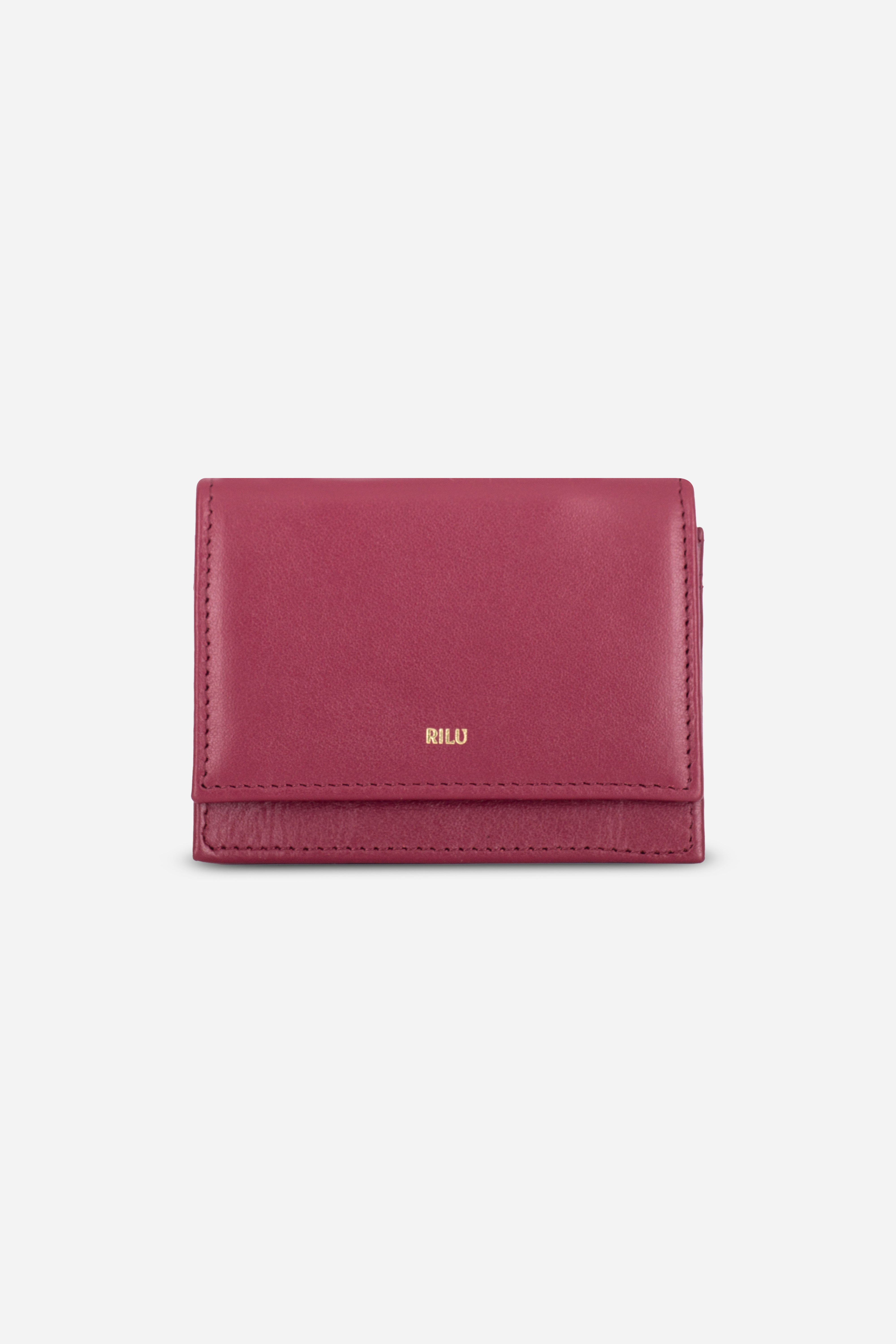 Rilu Lily raspberry leather chain micro bag front view