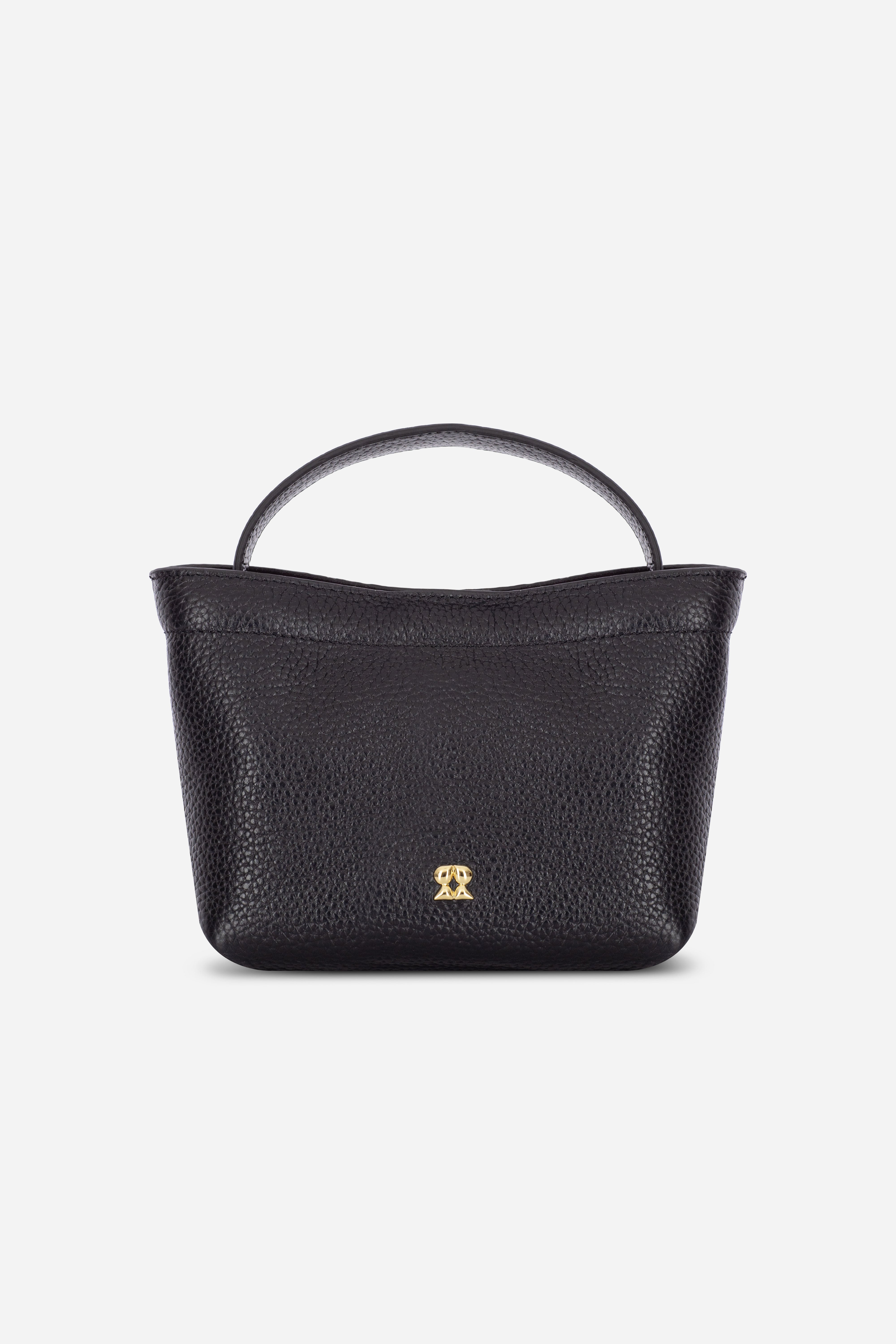 Rilu LouLou black leather crossbody bag front view