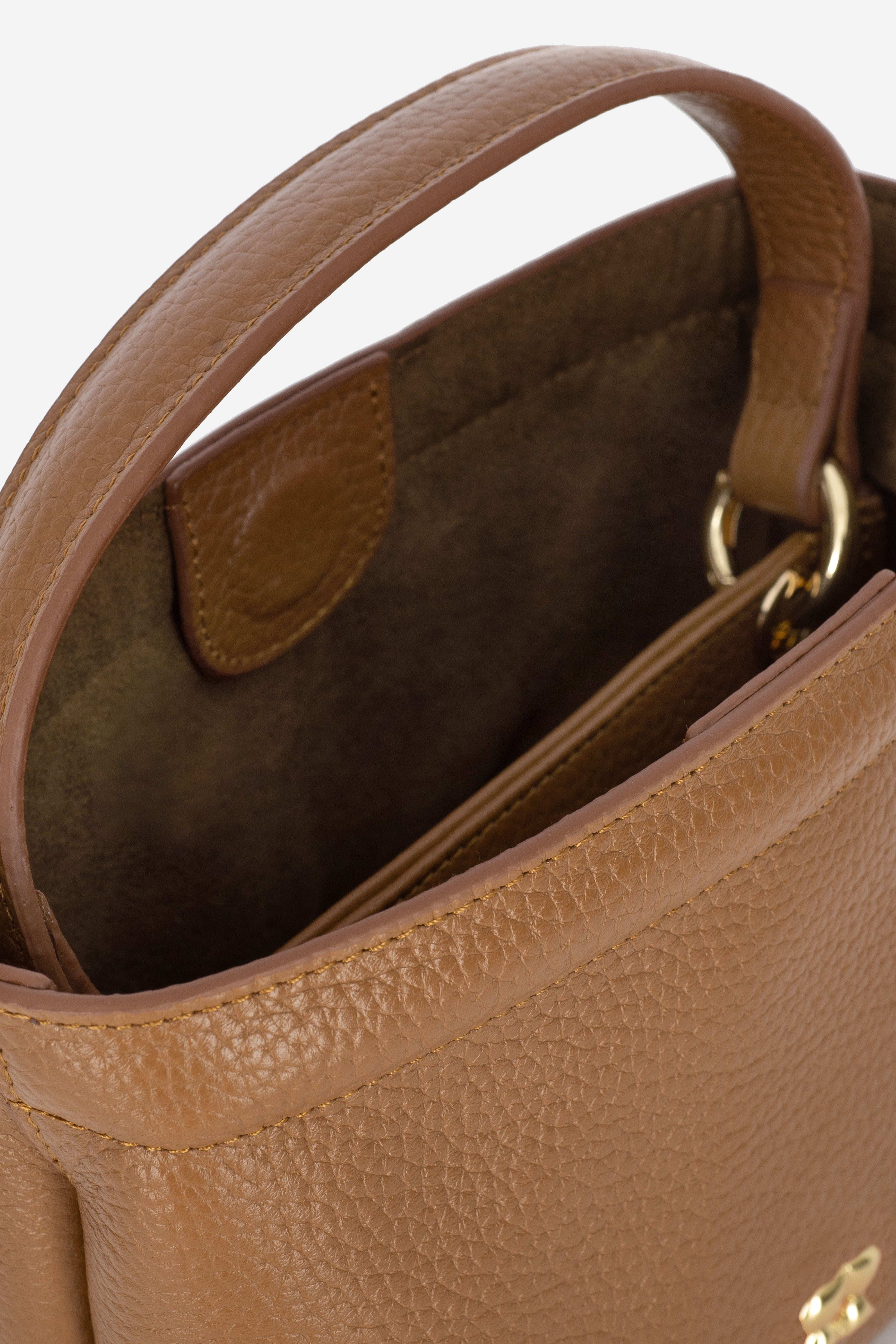 Rilu LouLou studded toffee leather close-up of studs and material