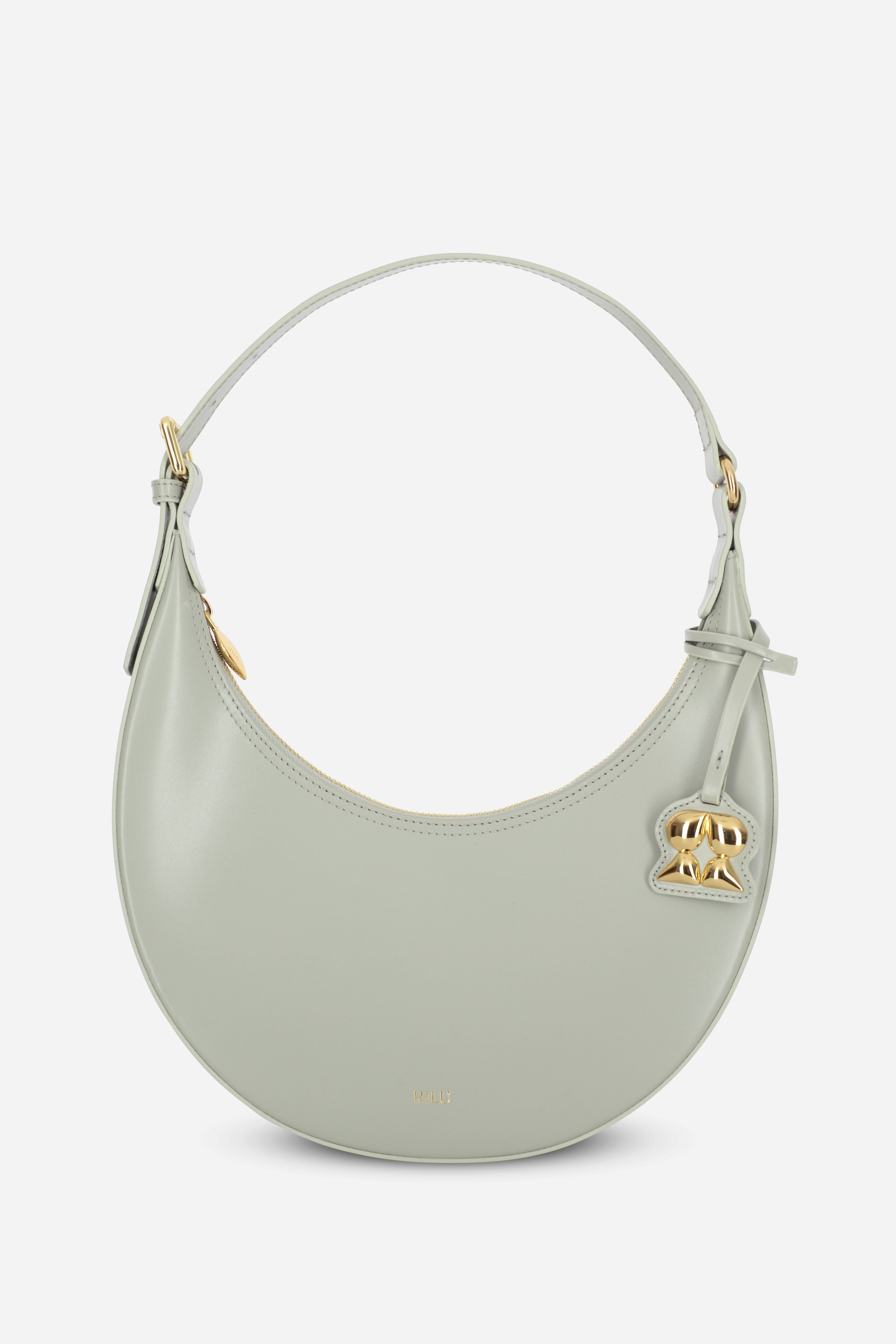 Rilu Luna chalk leather curved shoulder bag front view