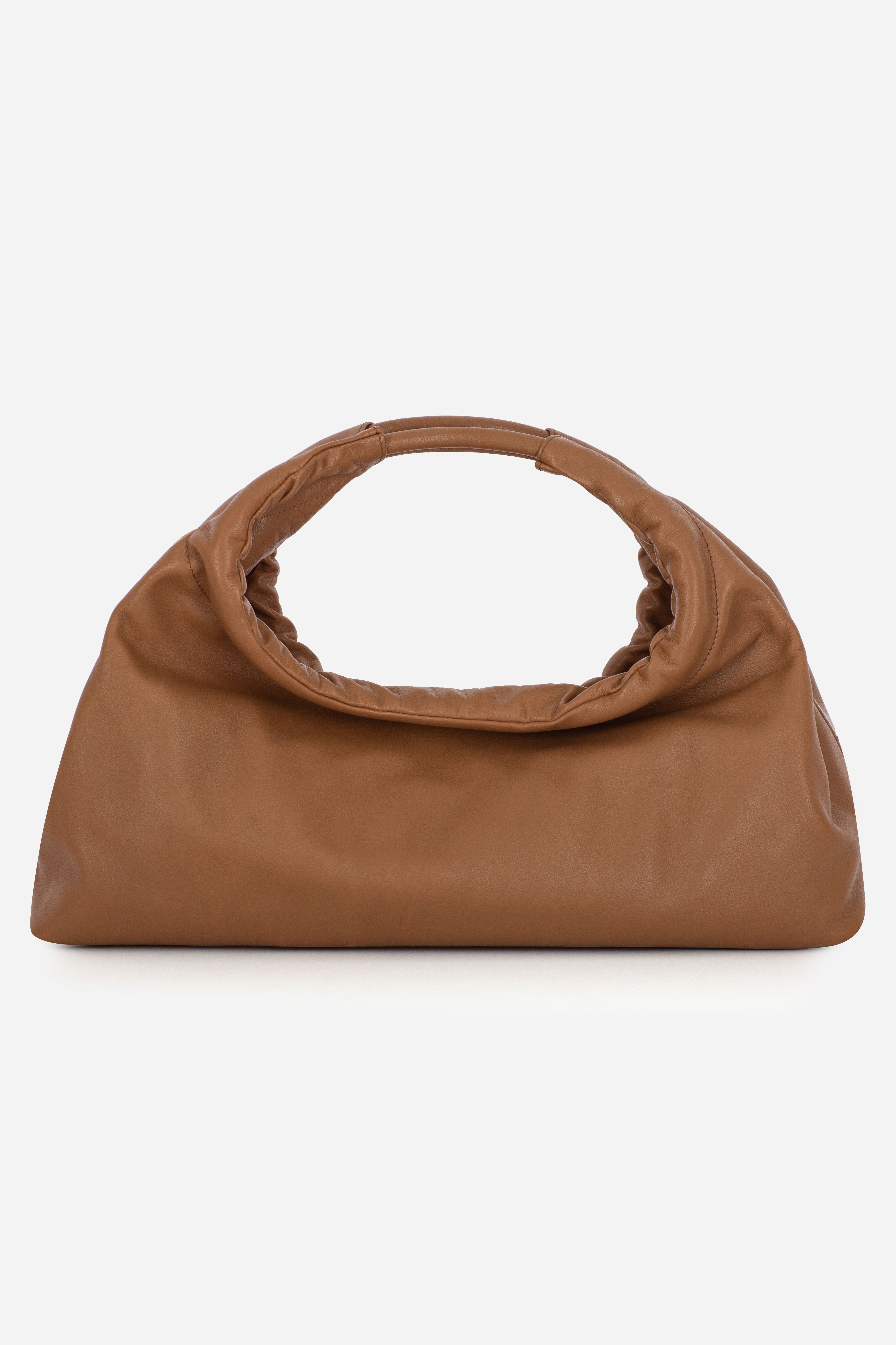 Rilu Sirena toffee leather shoulder bag back view