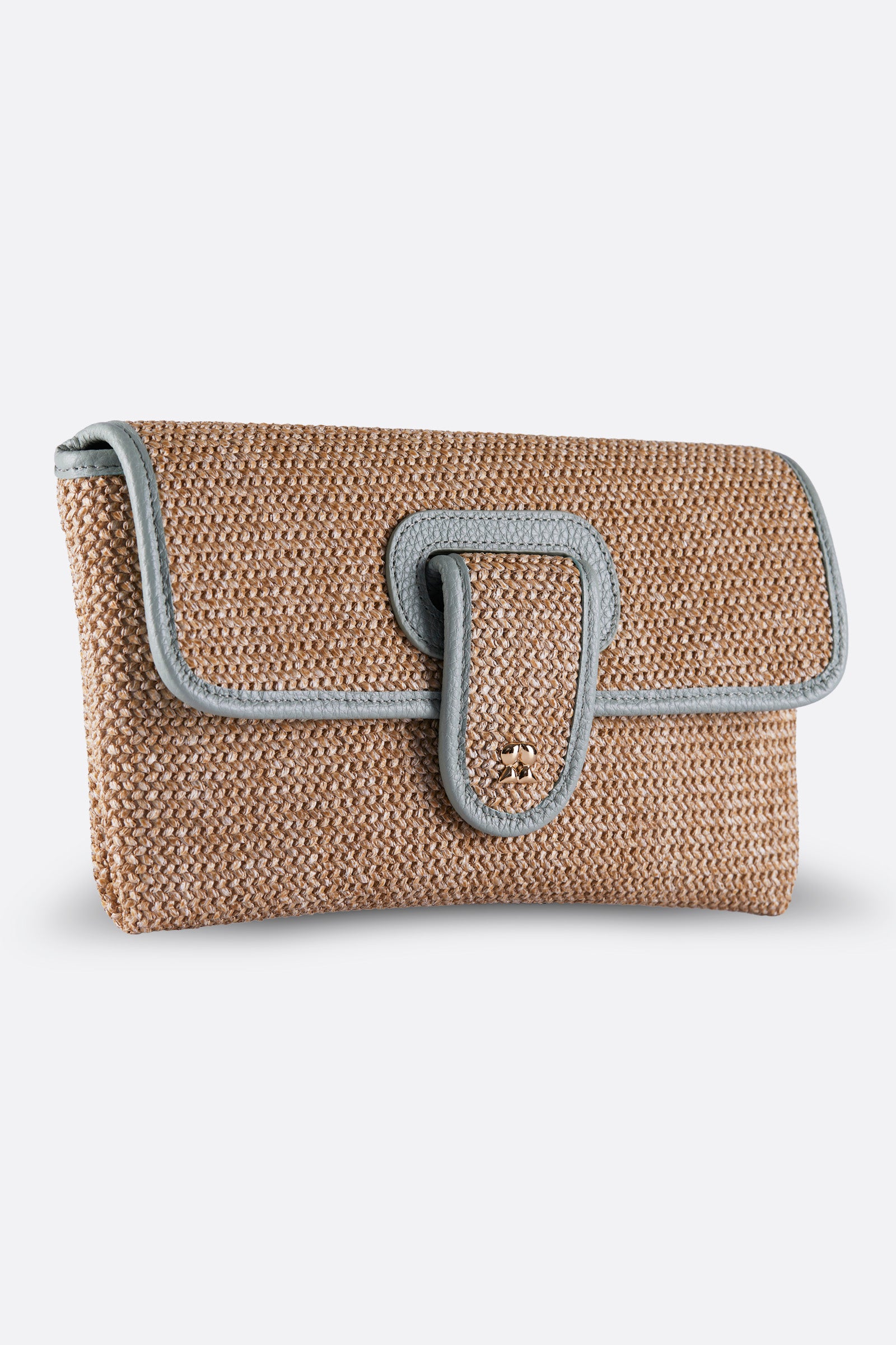 RINA MINT GREEN RAFFIA CLUTCH
