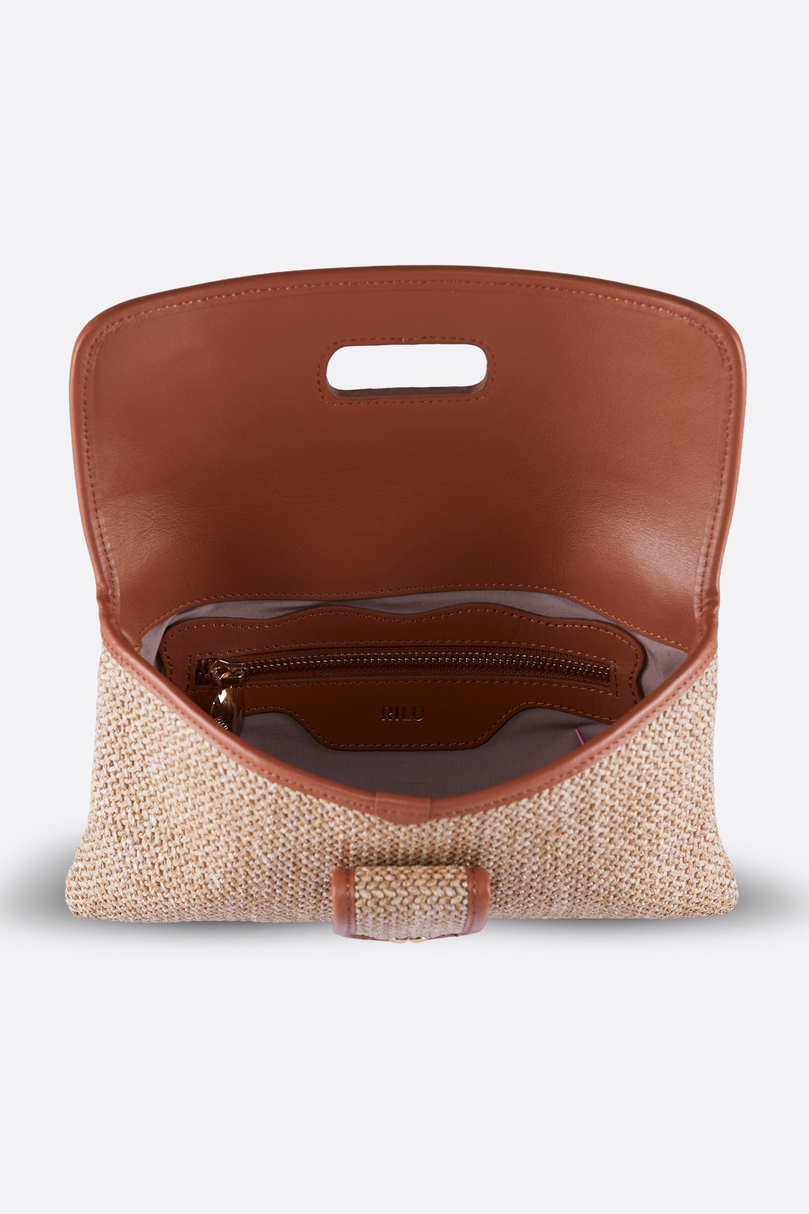 RINA ORANGE RAFFIA CLUTCH