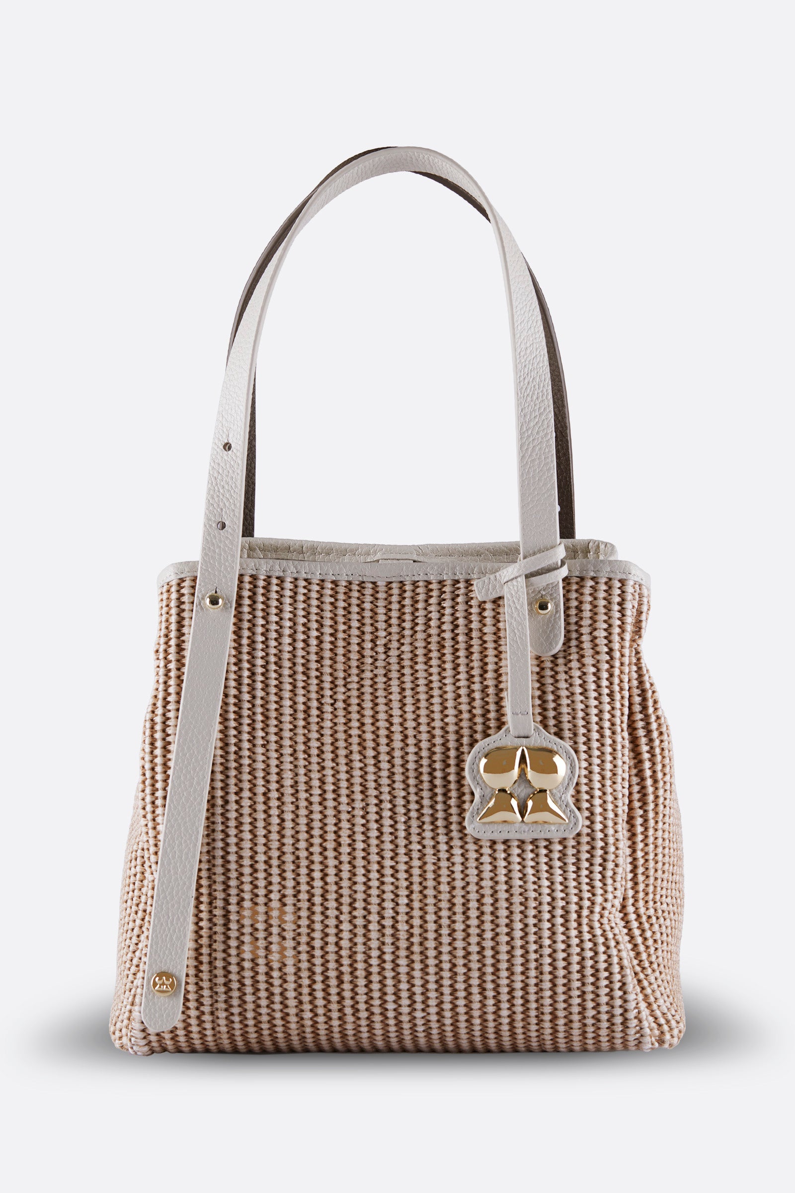 ZOEY BEIGE-MOCHA RAFFIA SHOULDER BAG