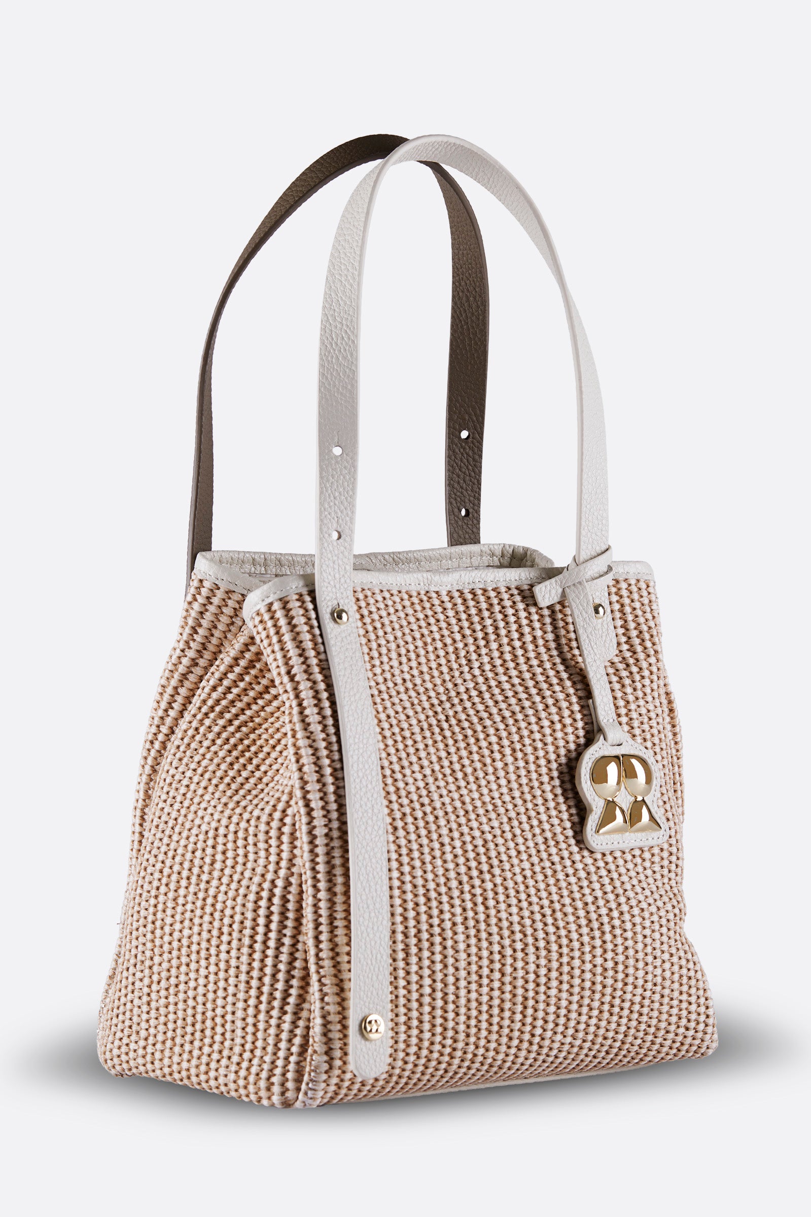 ZOEY BEIGE-MOCHA RAFFIA SHOULDER BAG