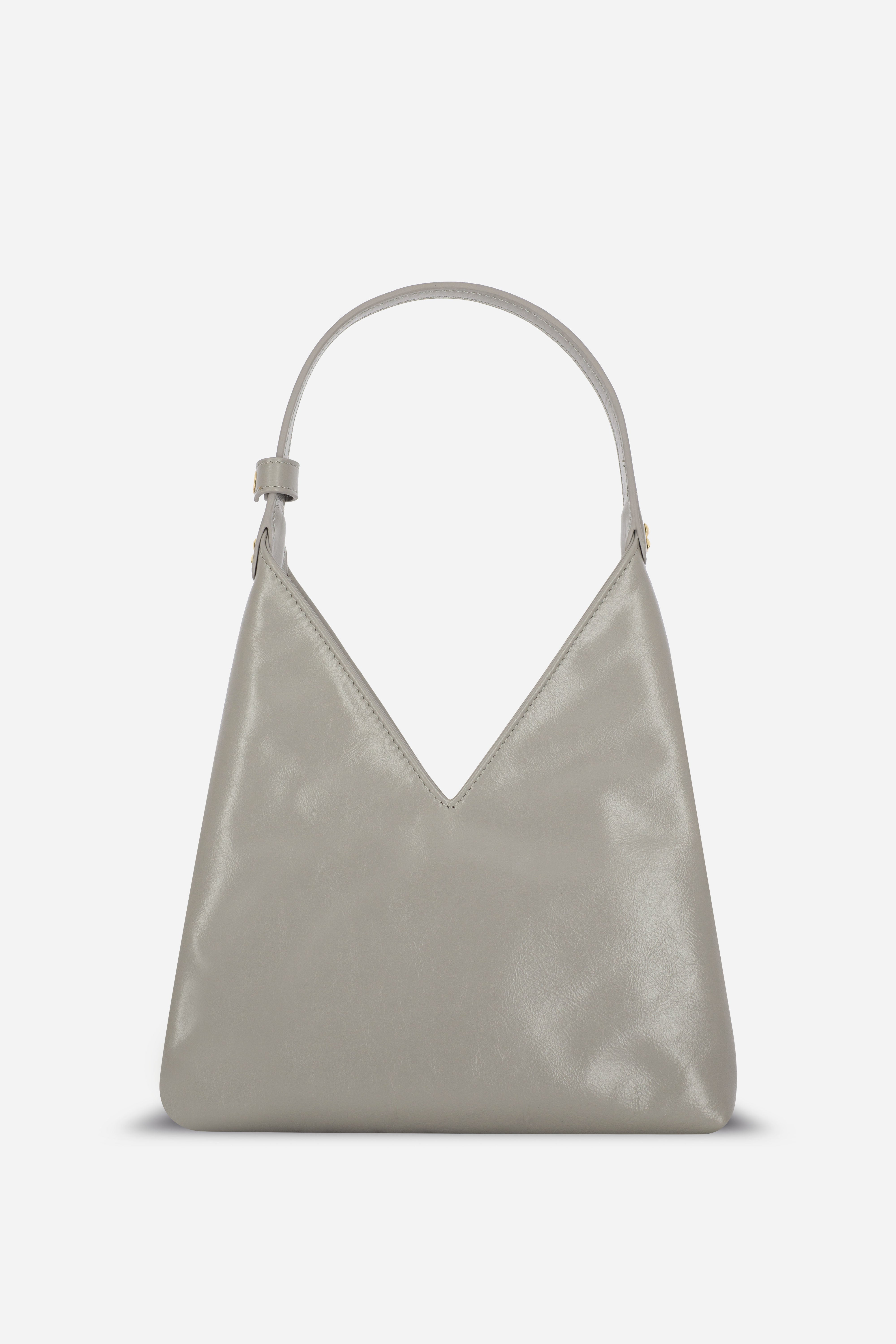 Lyra Stone Gray Leather Shoulder Bag