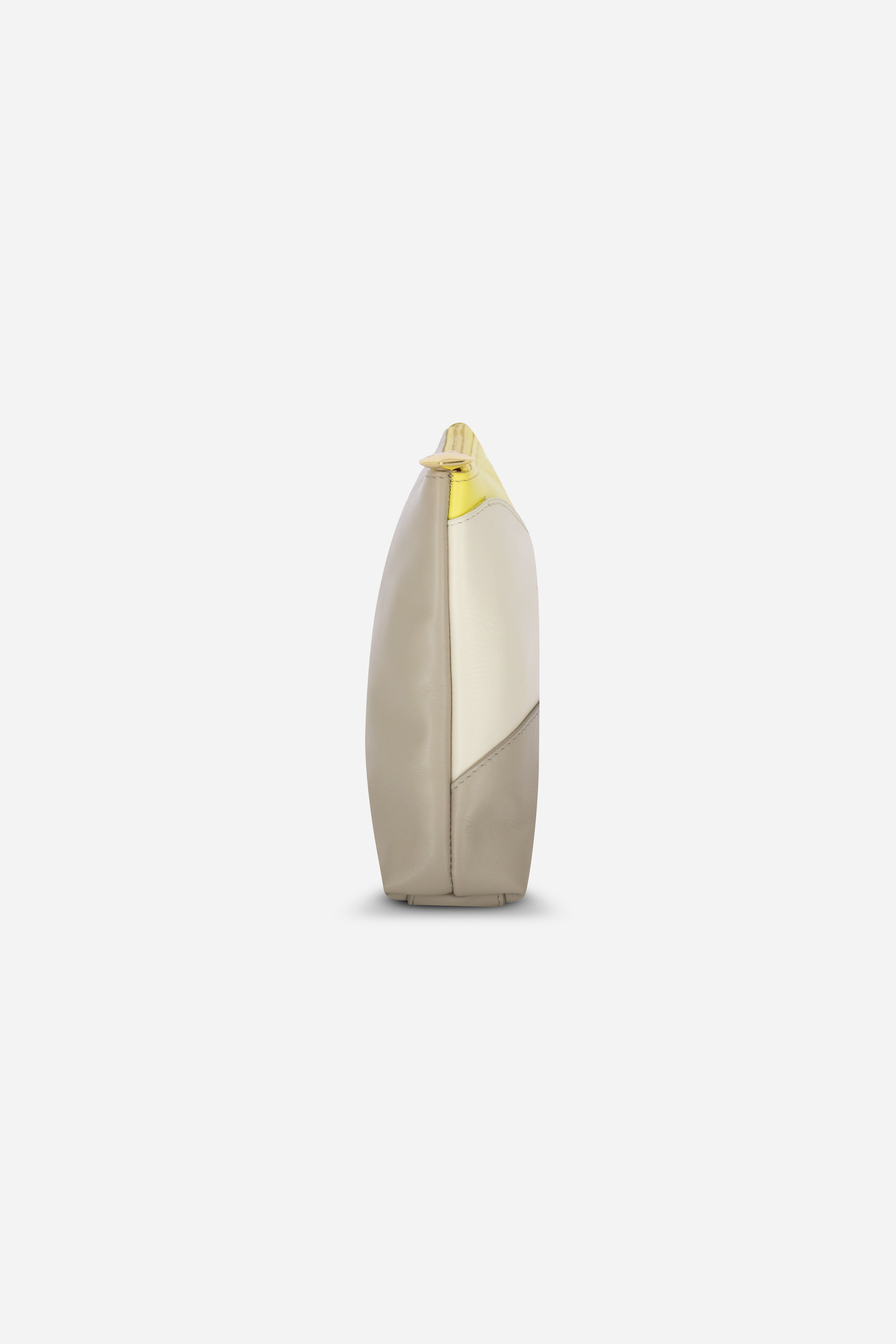 IVY STONE GRAY-IVORY-YELLOW BUTTER LEATHER CLUTCH