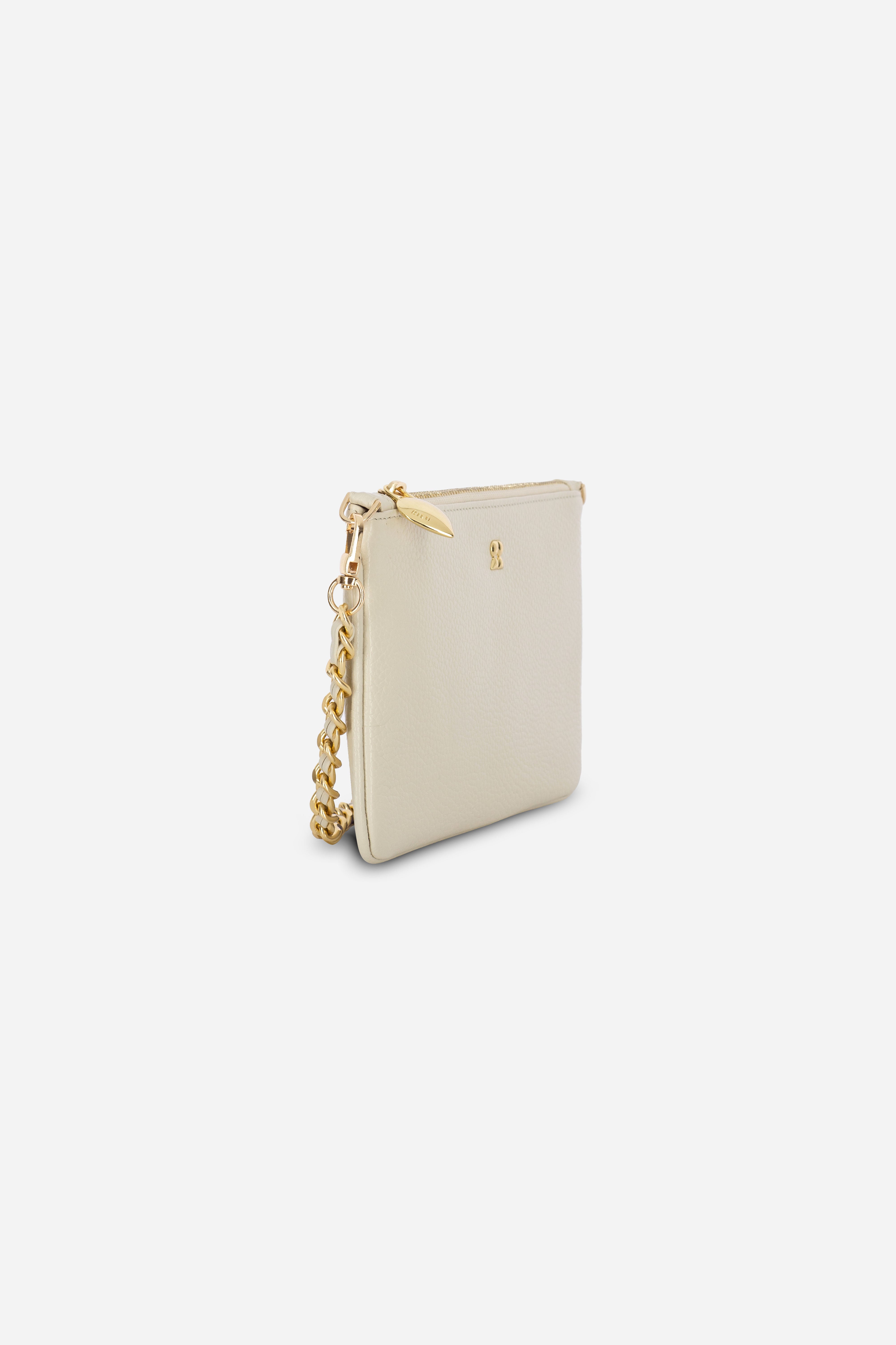 KAIA IVORY CHAIN CLUTCH LEATHER BAG