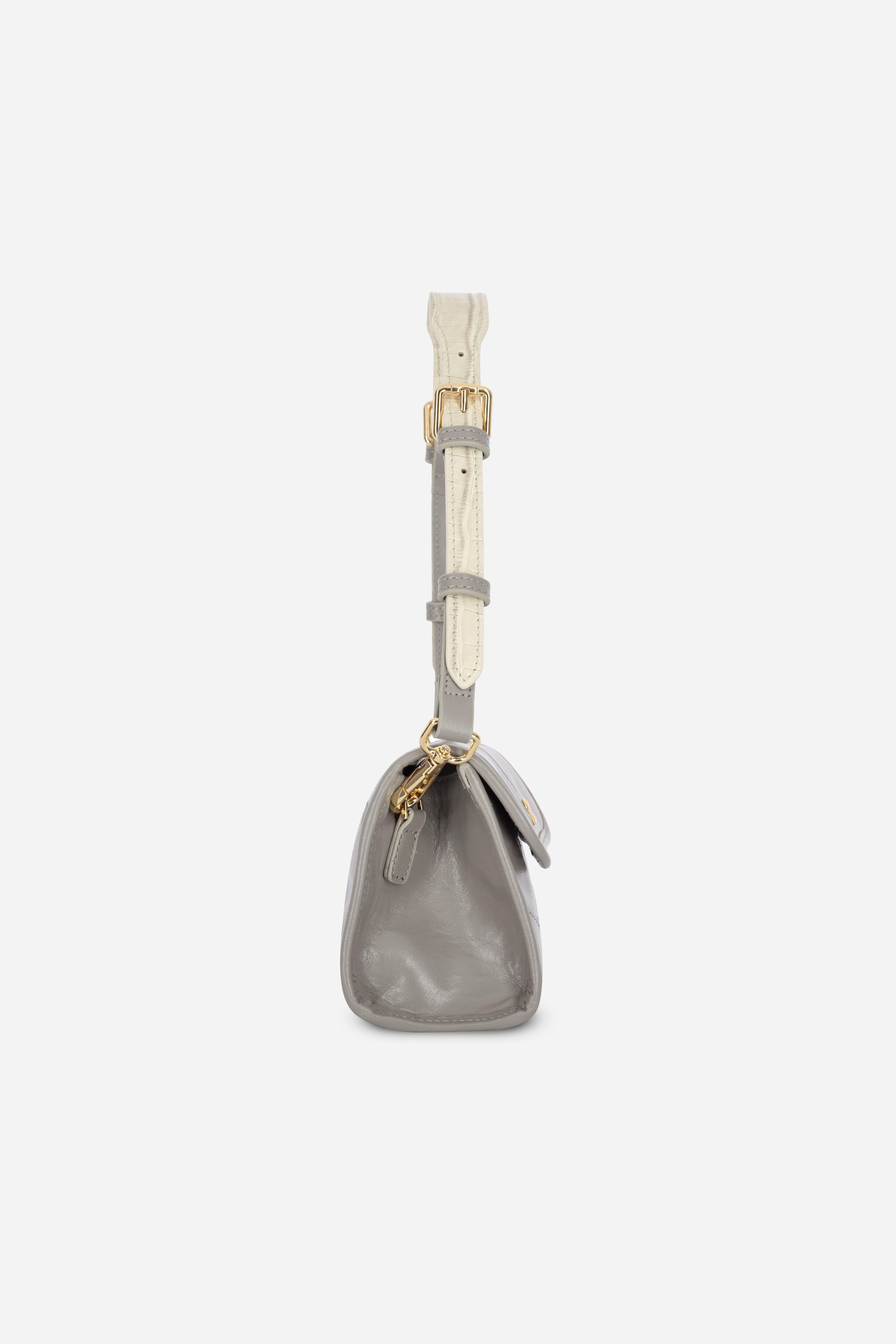 ELYSIA STONE GRAY LEATHER MINI BAG