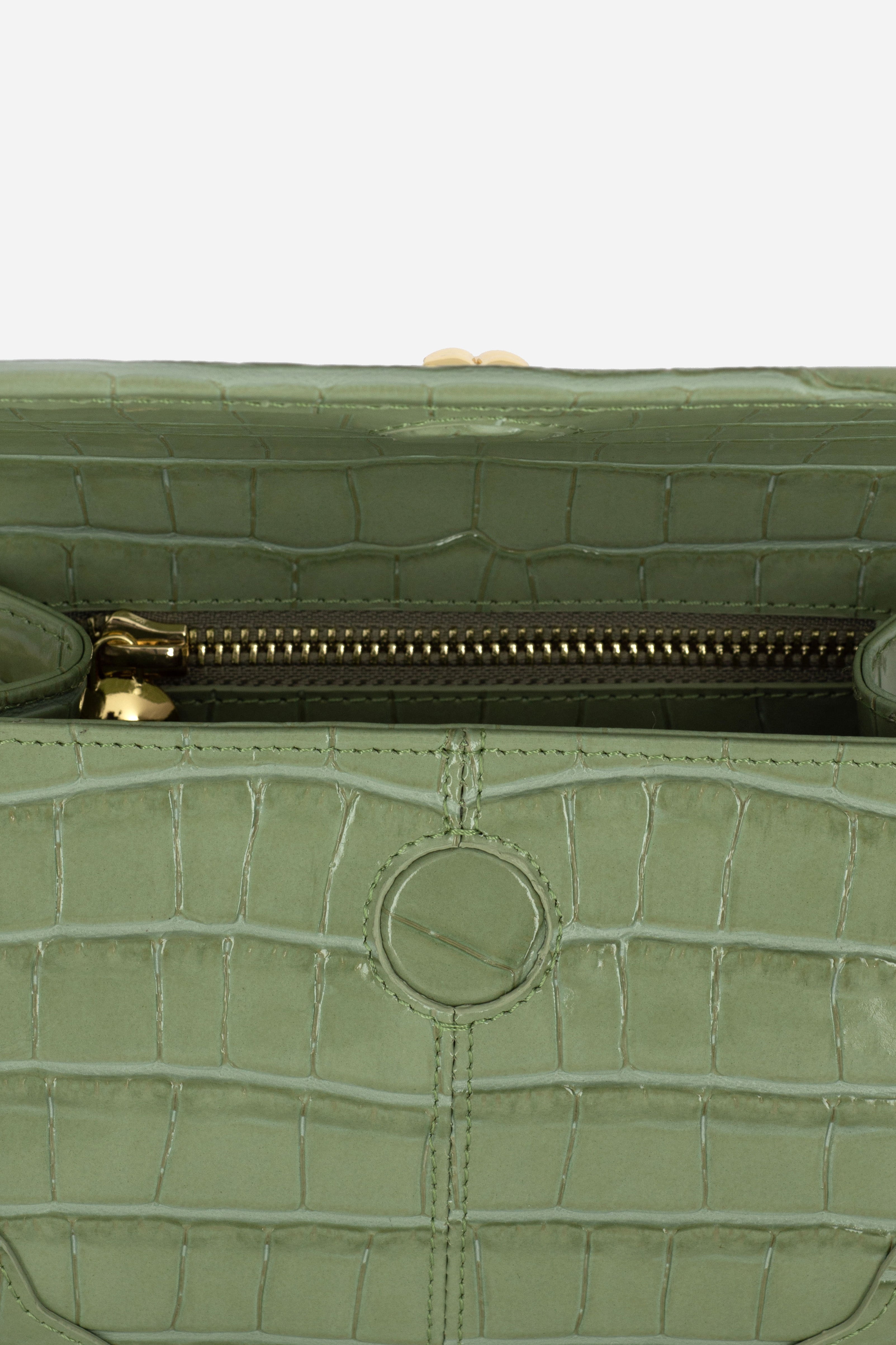 ELYSIA CROCO GREEN LEATHER MINI BAG