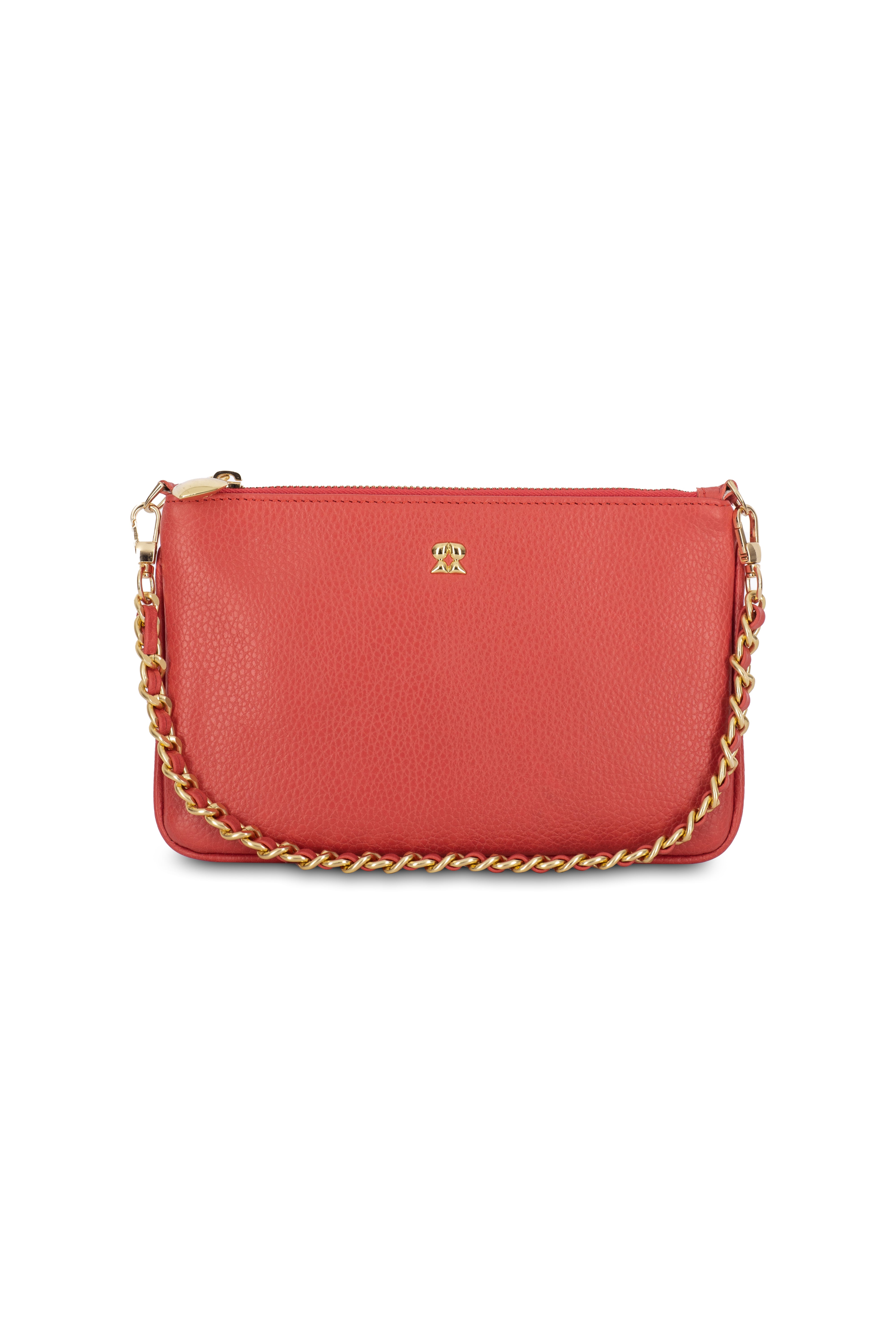 KAIA CORAL CHAIN CLUTCH LEATHER BAG