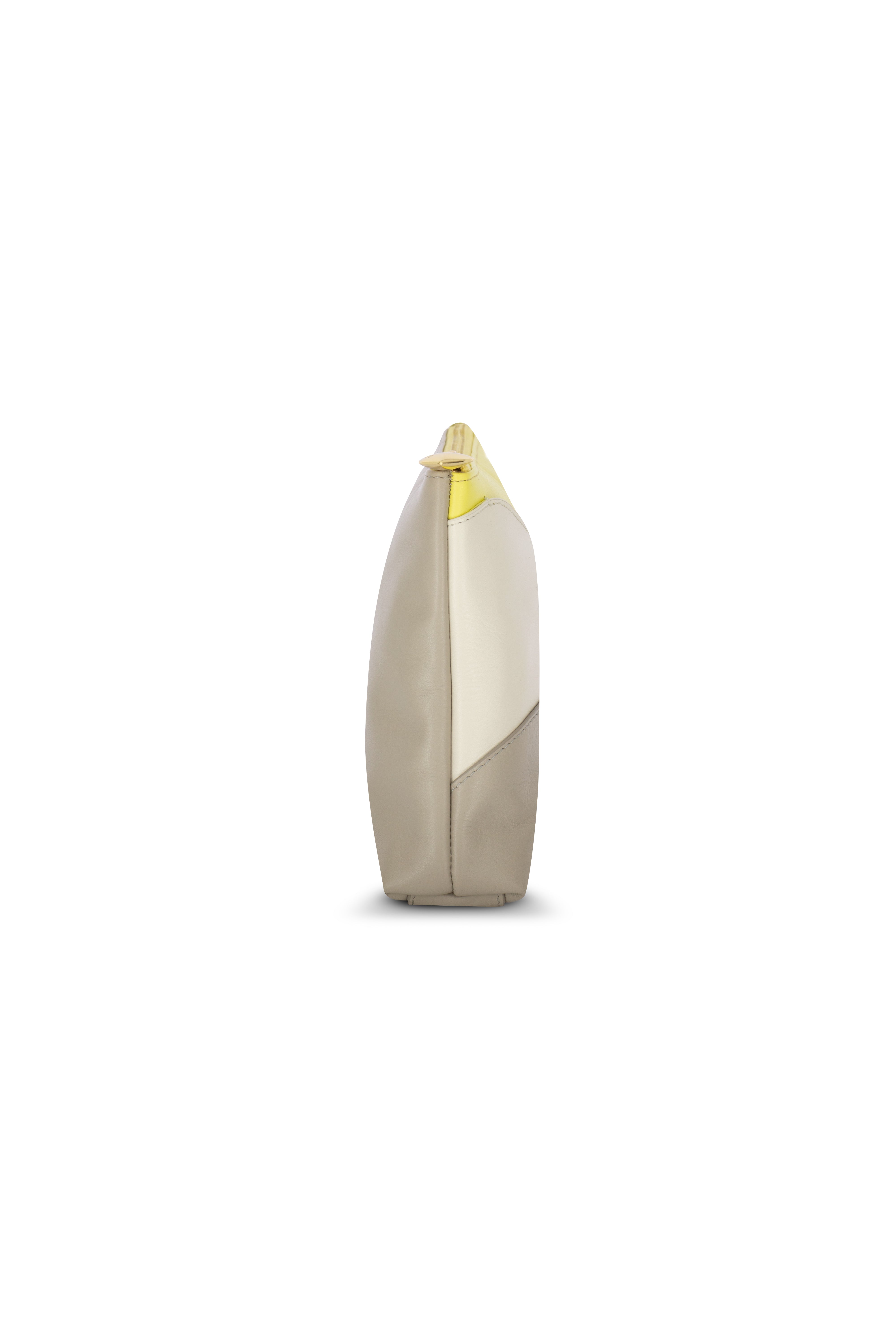 Ivy Stone Gray-Ivory-Yellow Butter Leather Clutch