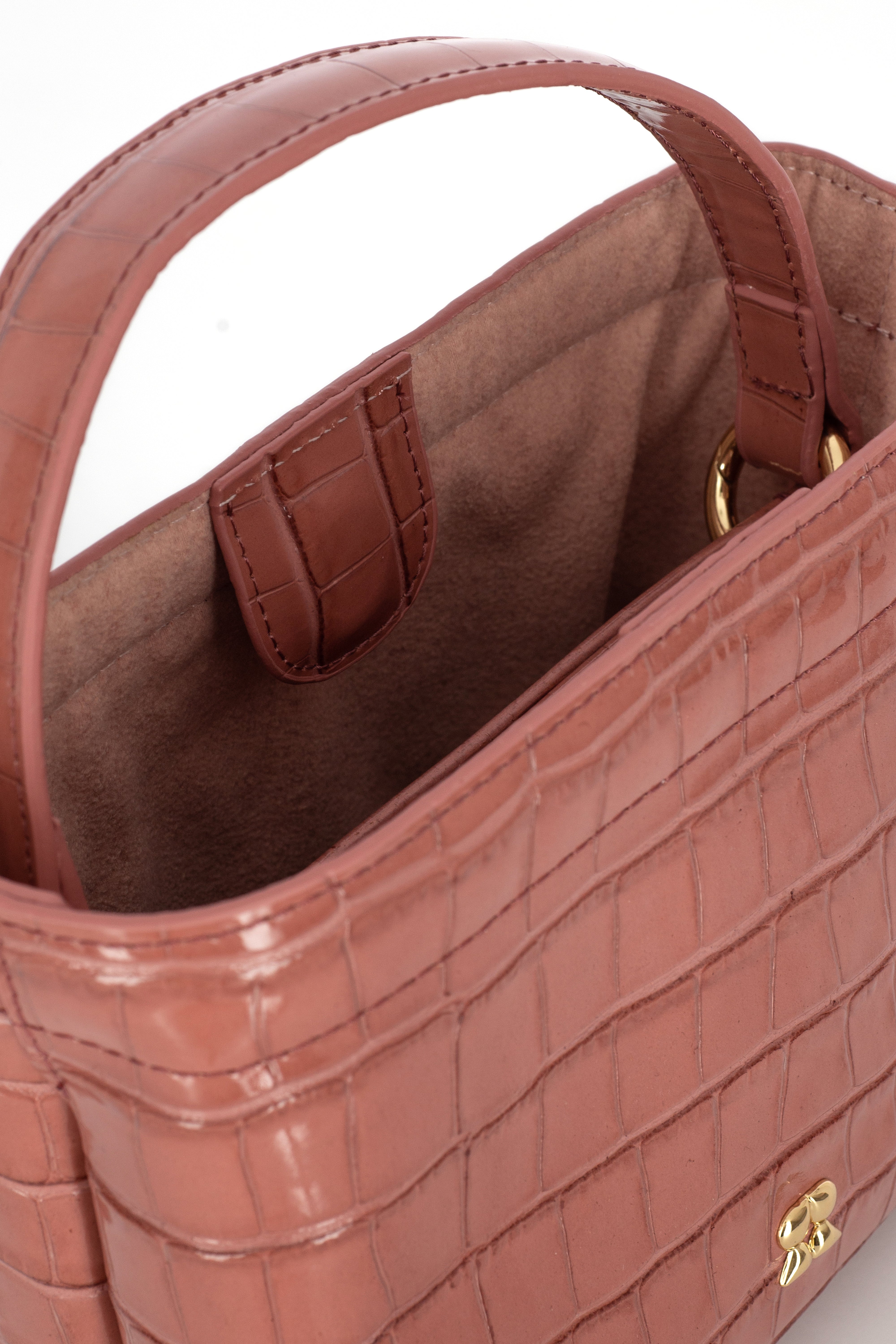 LOULOU SALMON CROCO LEATHER CROSSBODY BAG