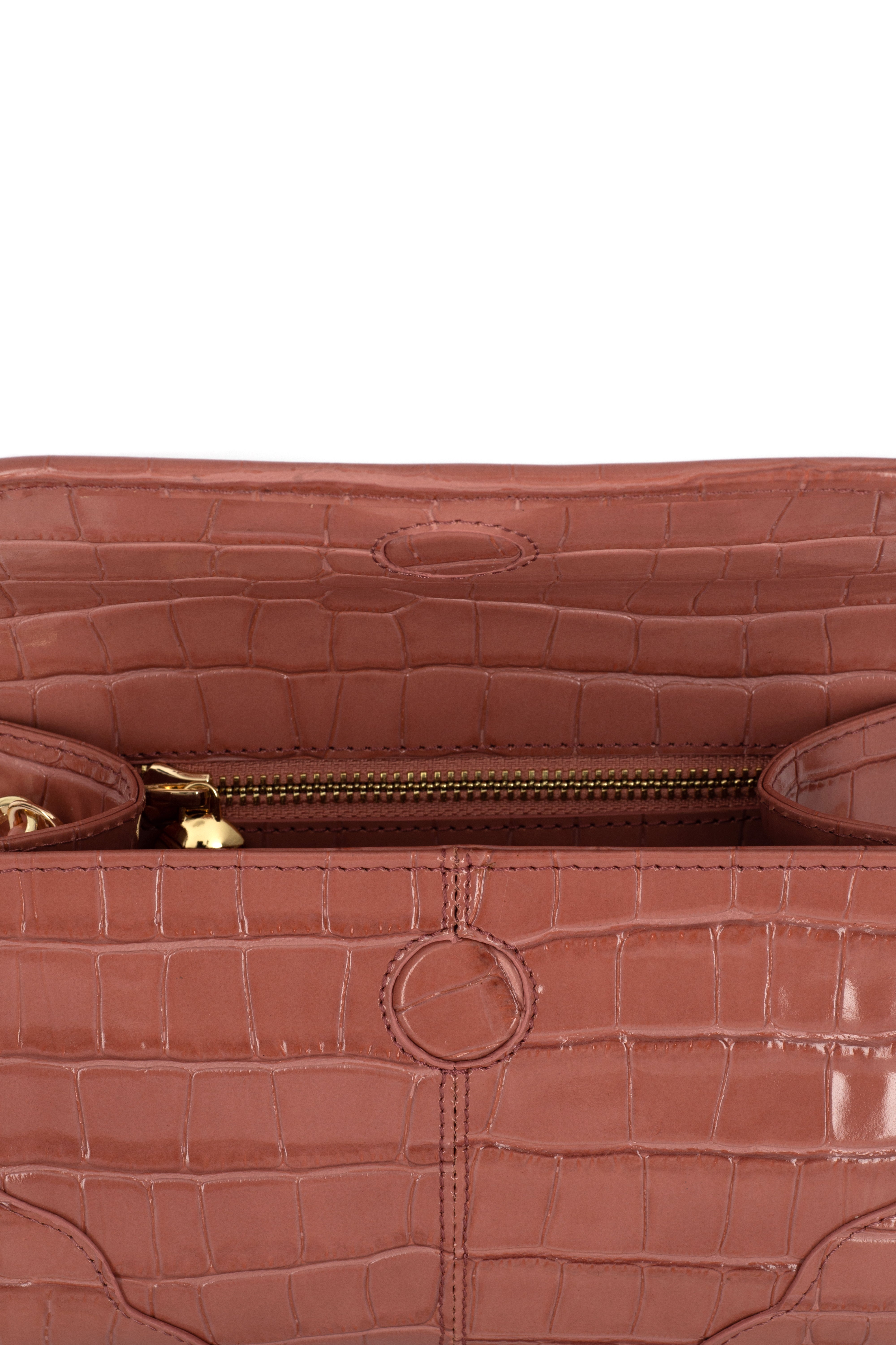 ELYSIA SALMON CROCO LEATHER MINI BAG