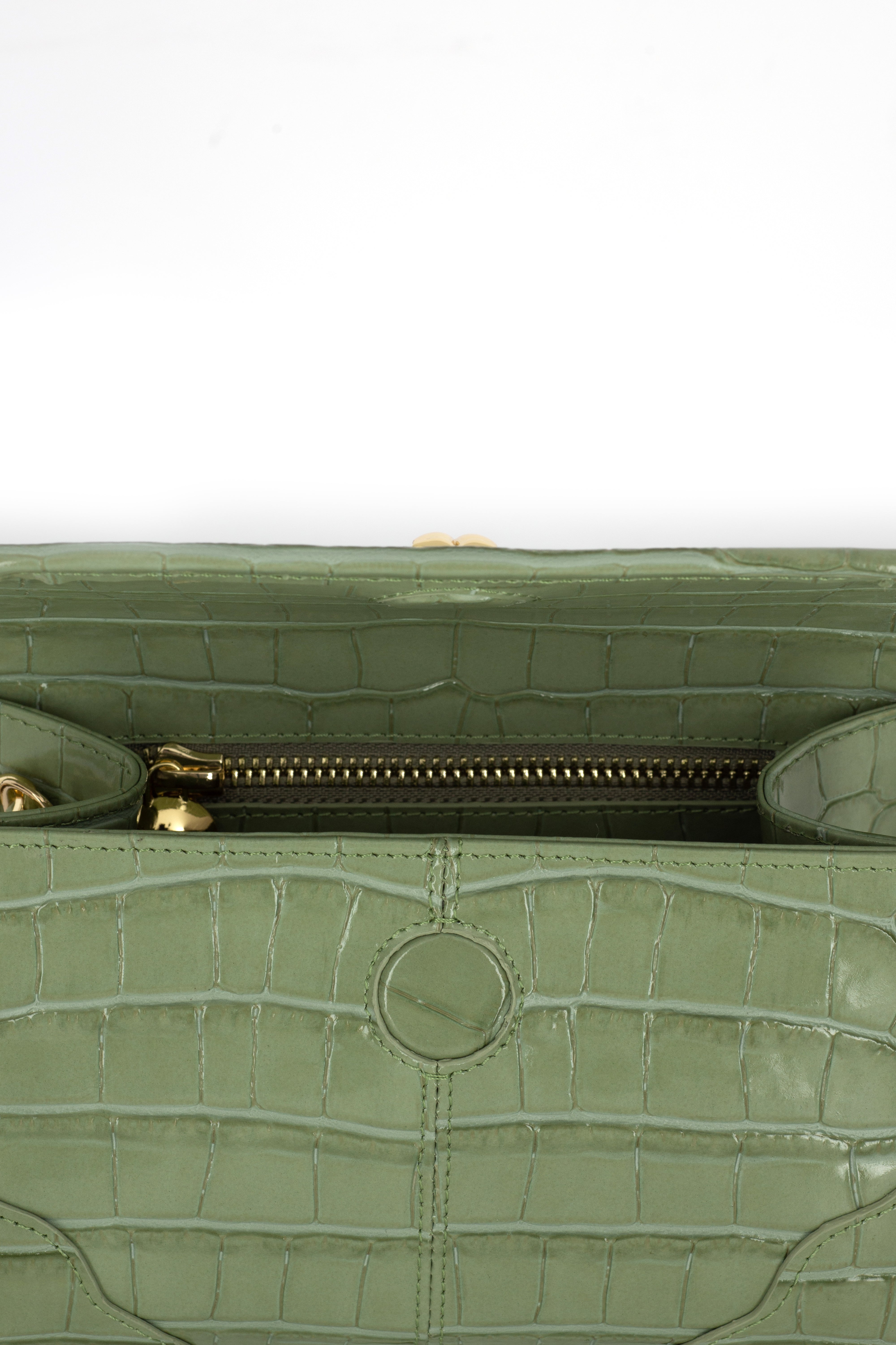 ELYSIA CROCO GREEN LEATHER MINI BAG