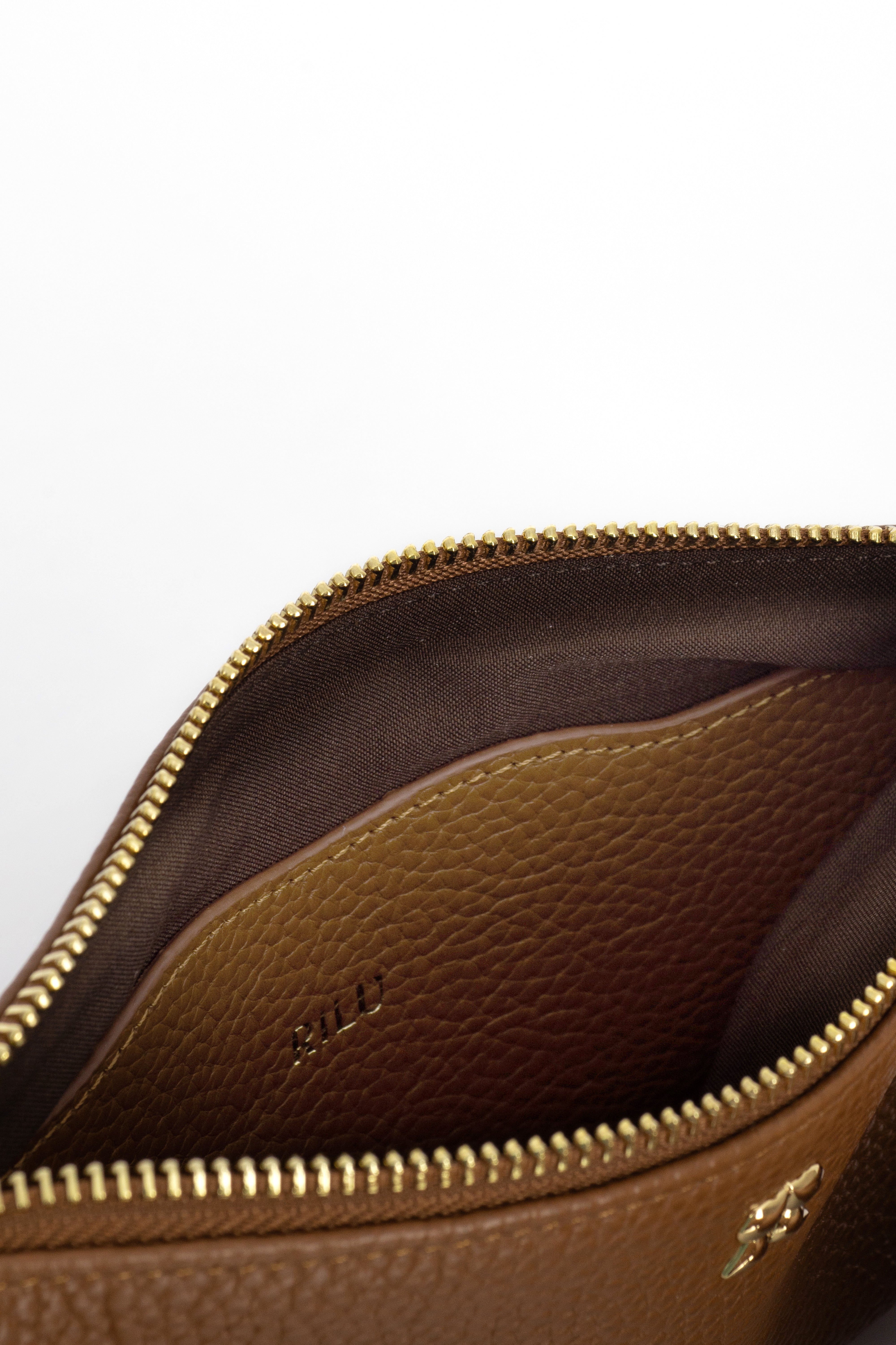 KAIA CAMEL CHAIN CLUTCH LEATHER BAG