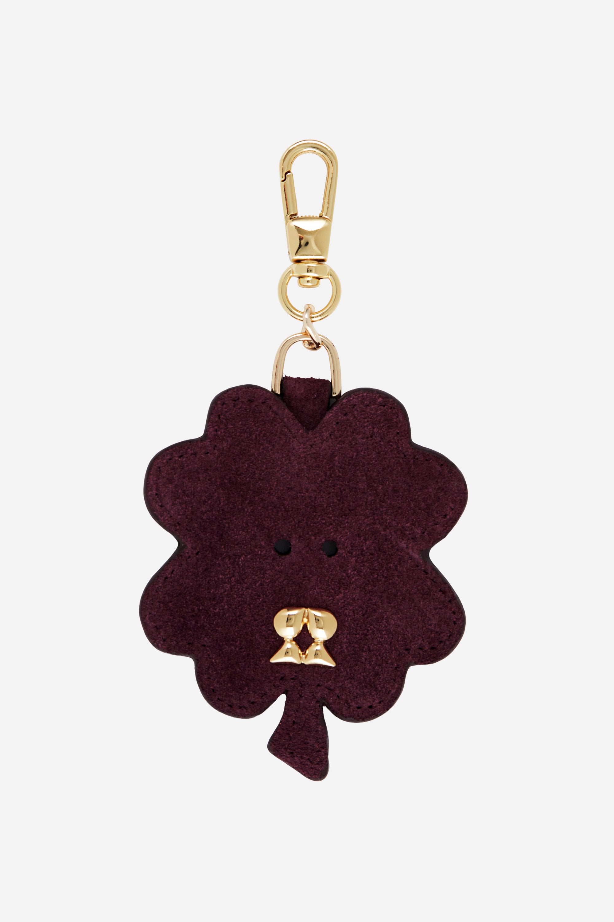 Clover Bordeaux Suede Charm and Keyring