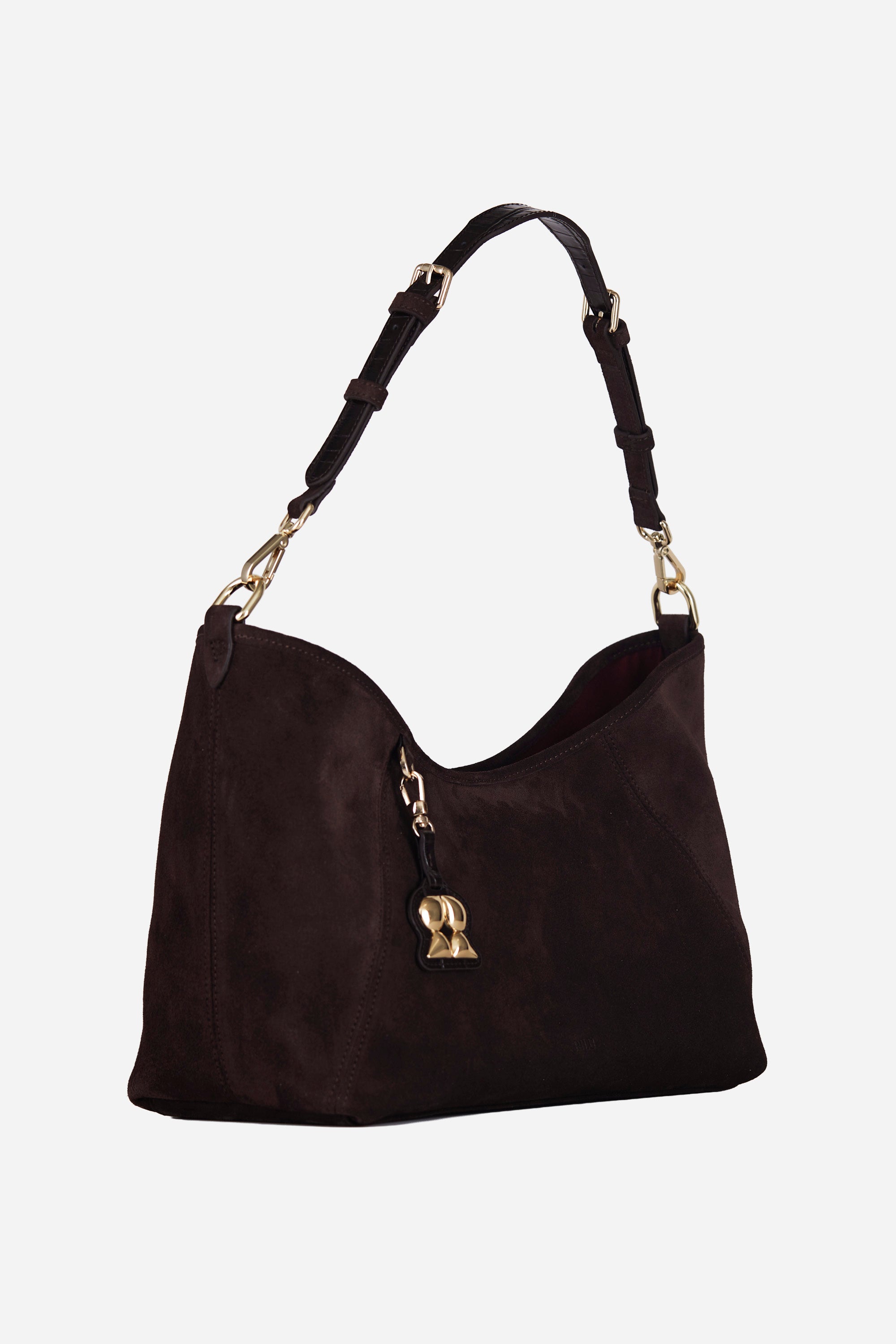 Elan Espresso Suede Shoulder Bag