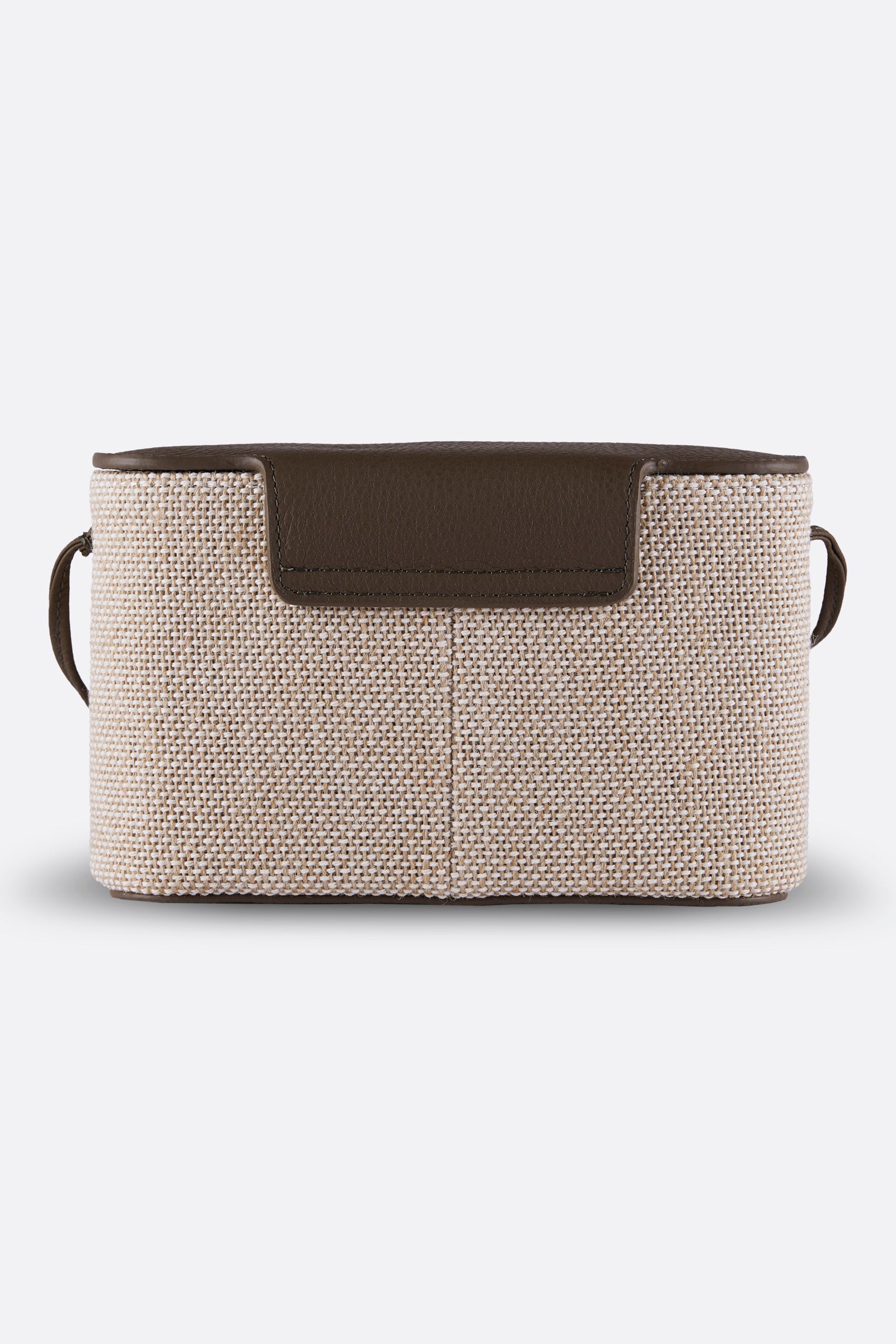 CALIA MOCHA CANVAS-LEATHER CROSSBODY BAG