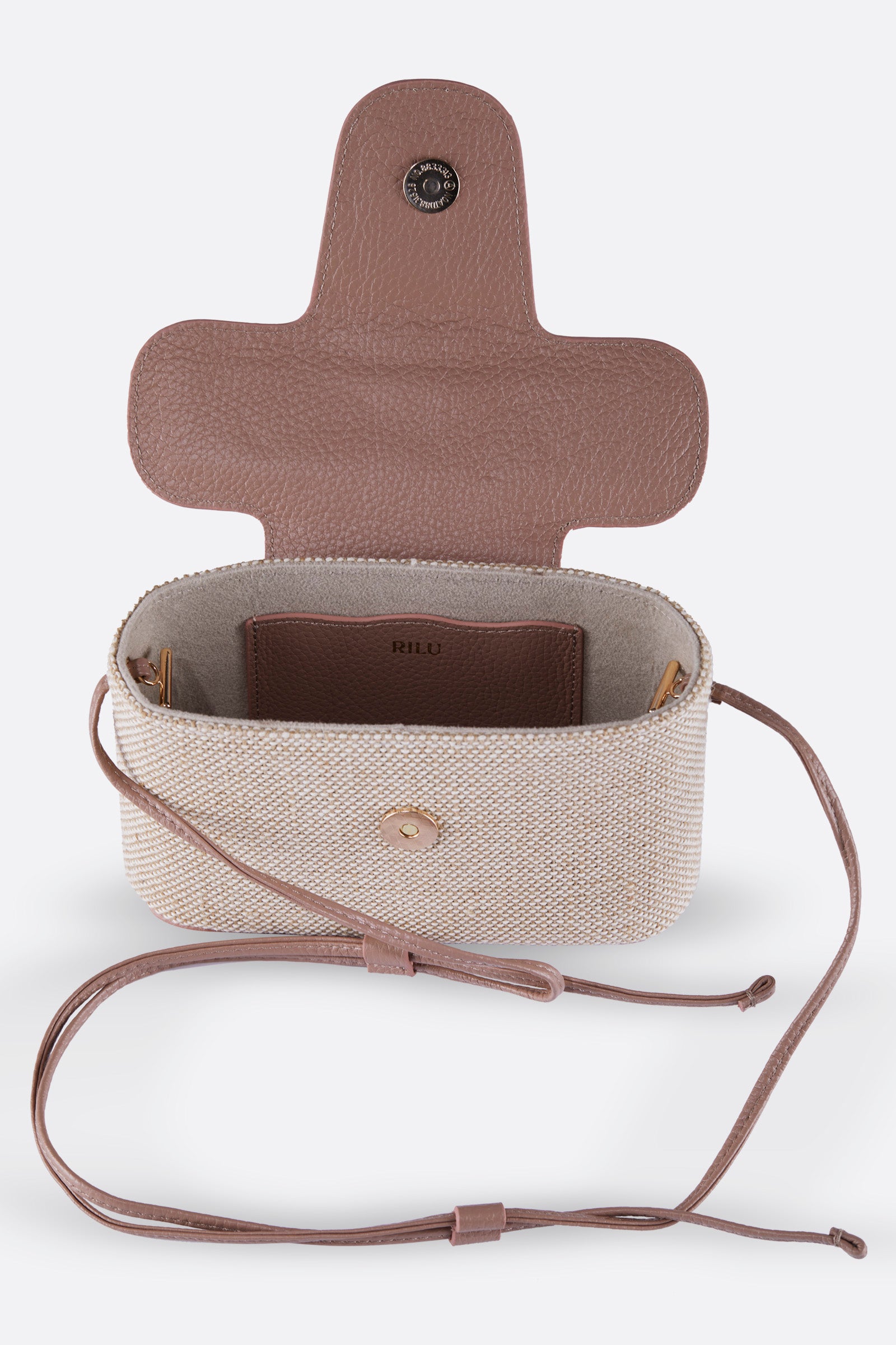CALIA DUSTY ROSE CANVAS-LEATHER CROSSBODY BAG