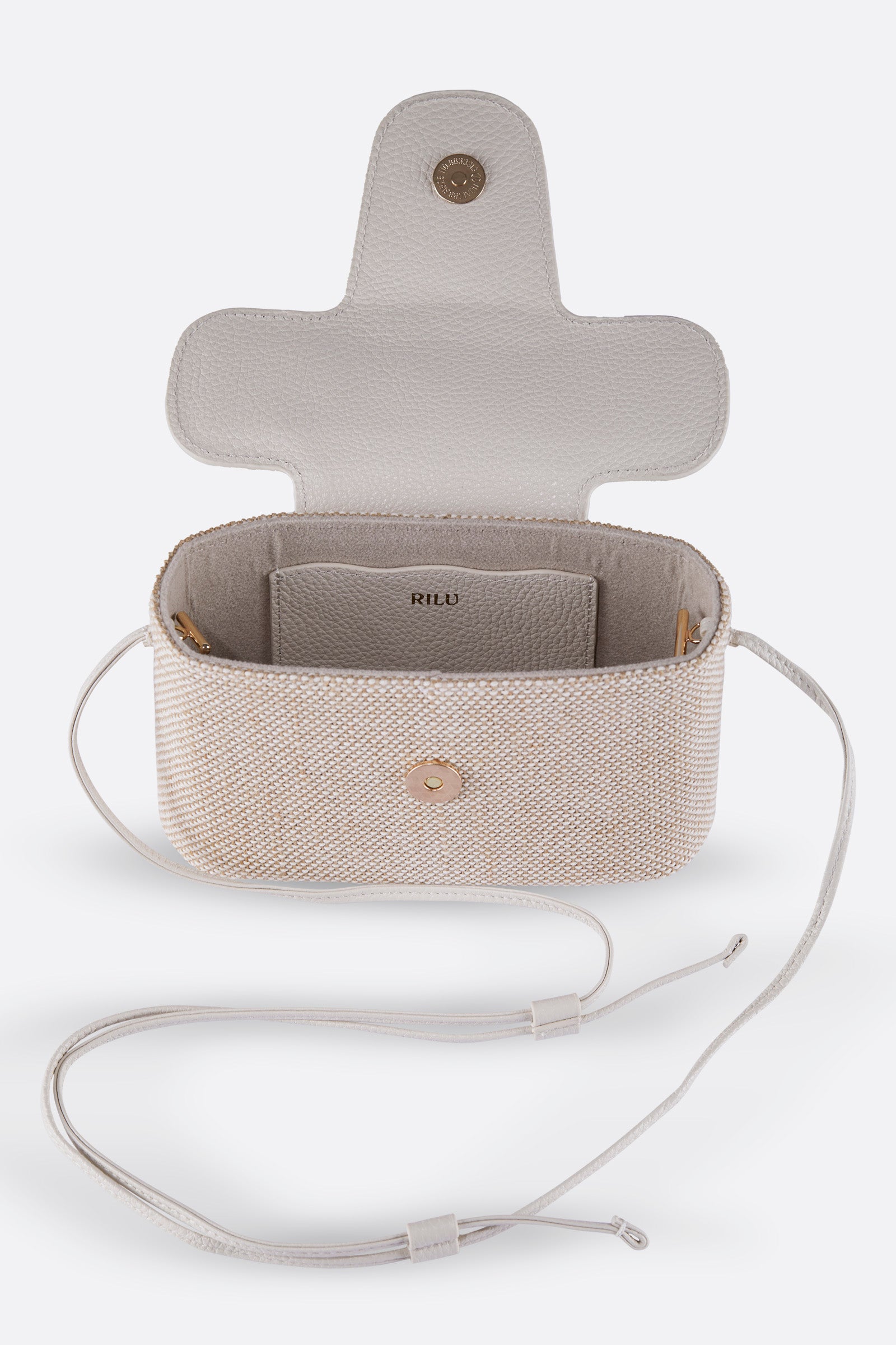 CALIA VANILLA CANVAS-LEATHER CROSSBODY BAG
