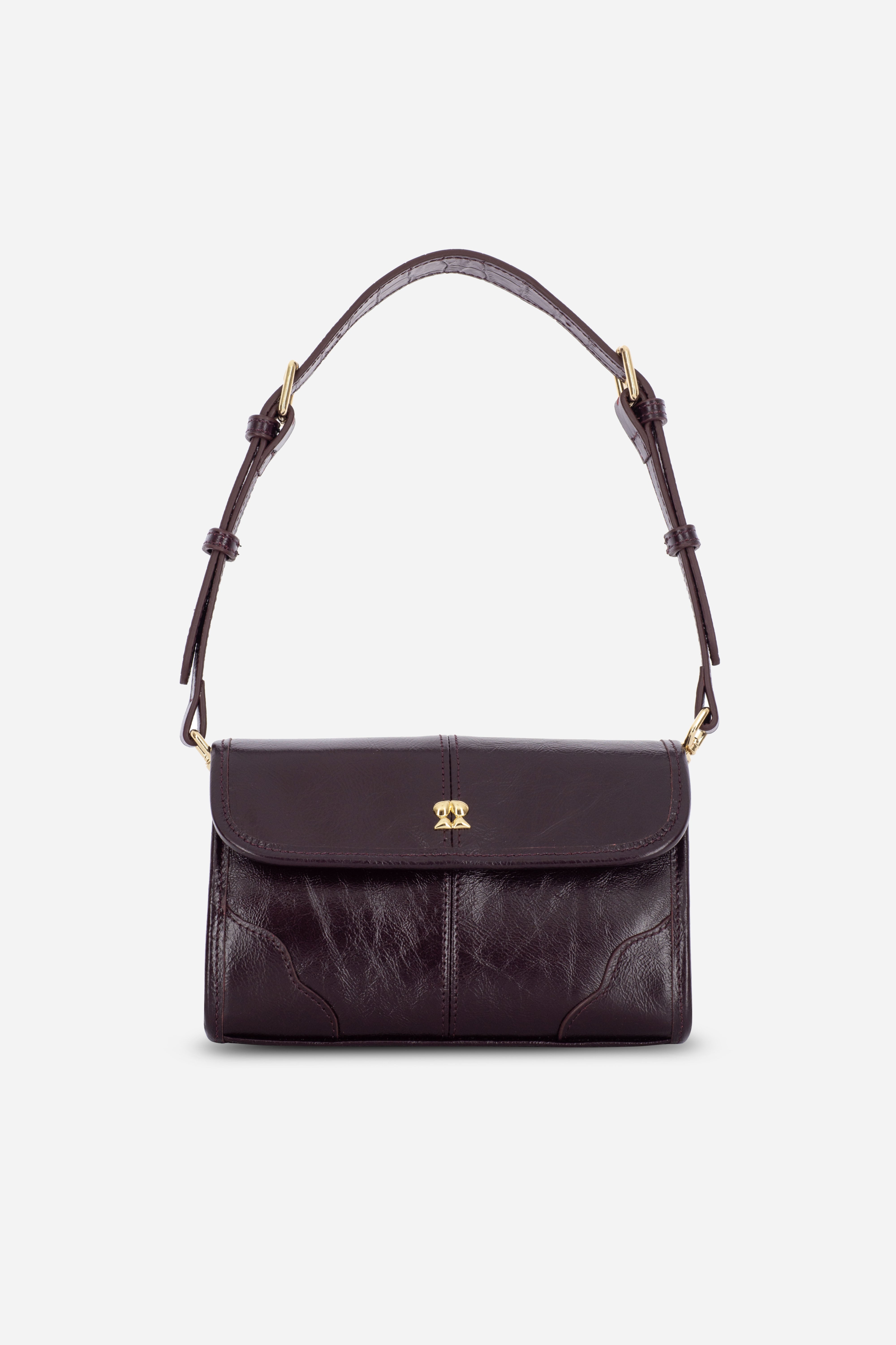 Front view of the Rilu Elysia Burgundy leather mini bag