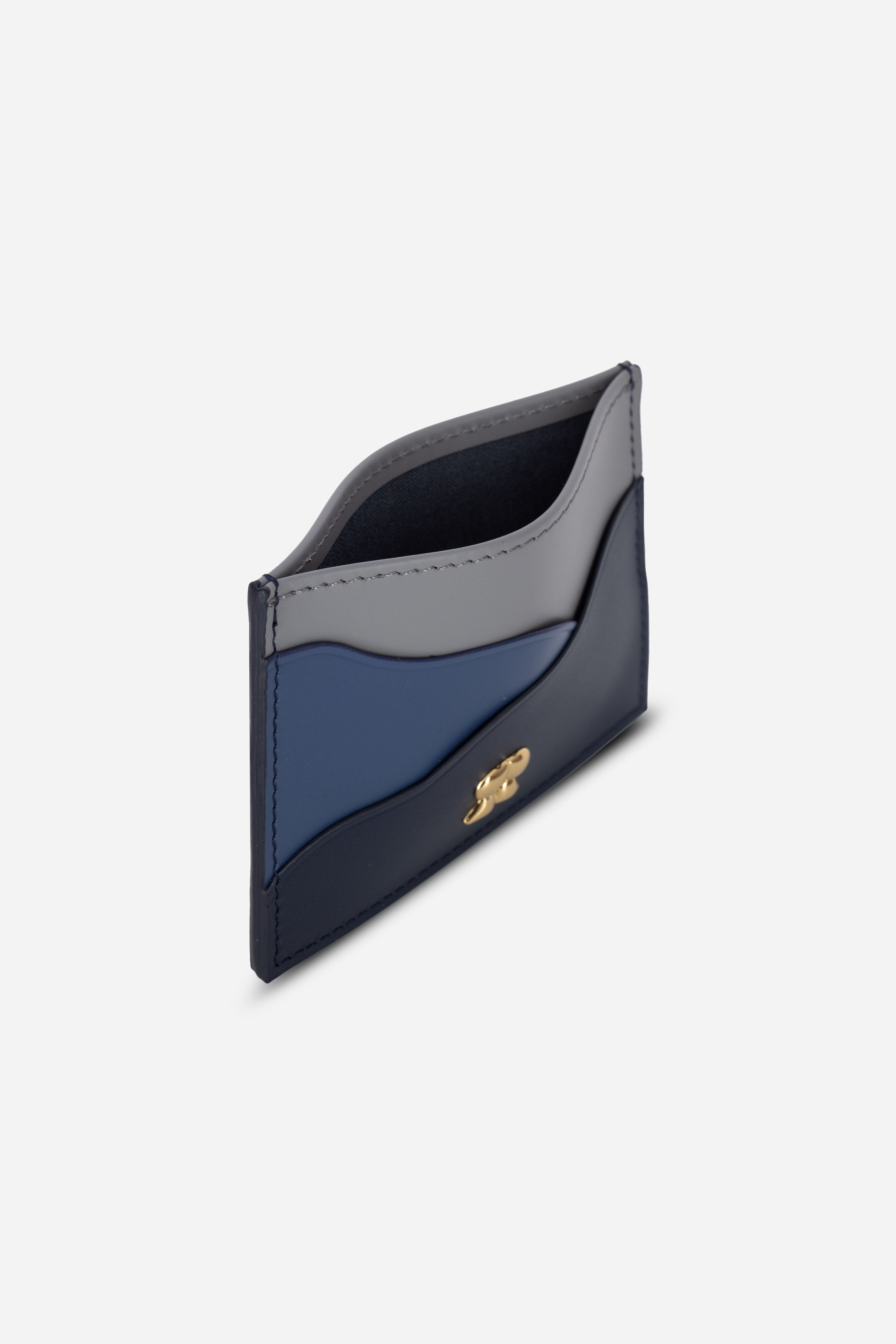 Rilu Iris leather card holder side view showing five compartments