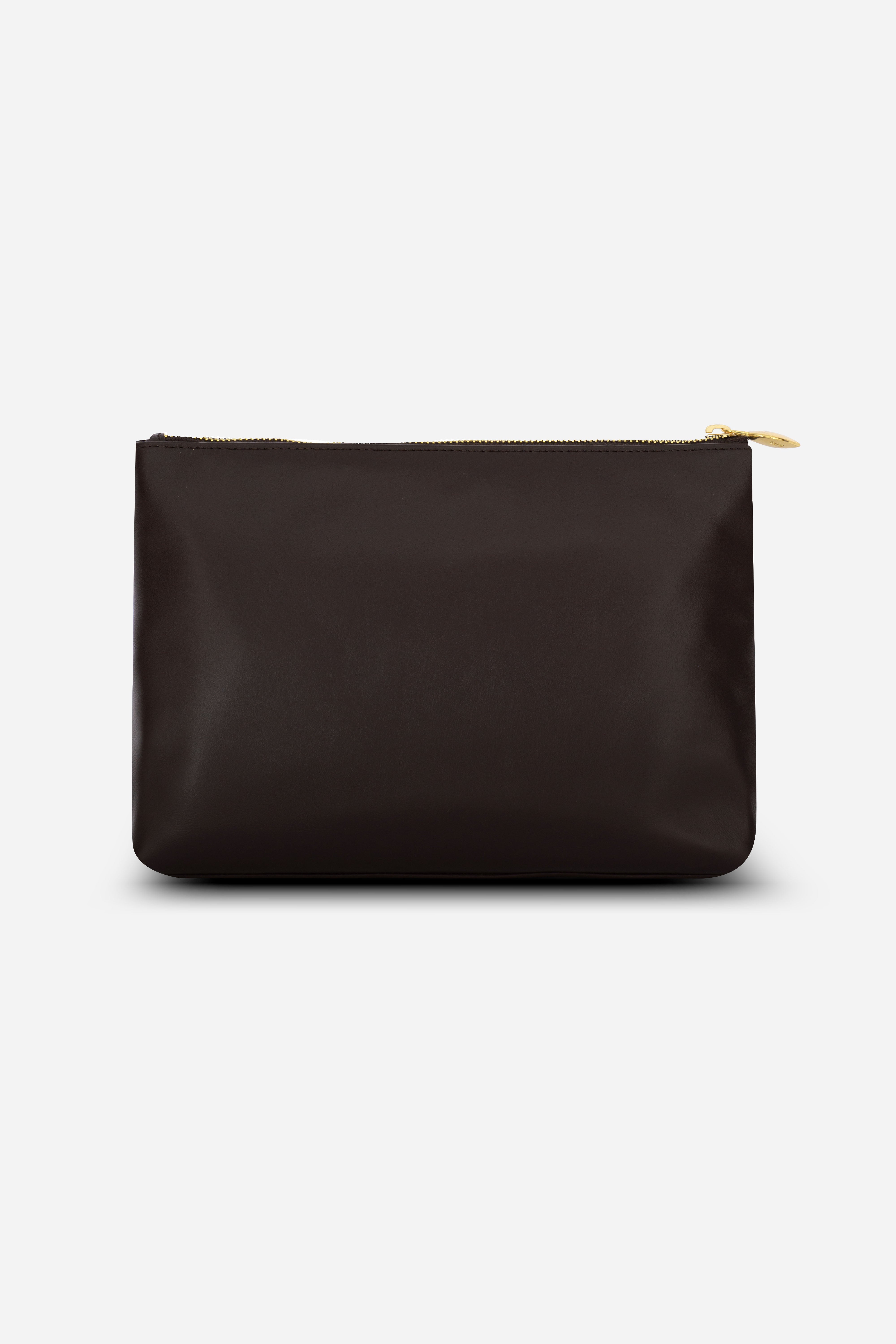 Rilu Ivy espresso croco print leather clutch back view