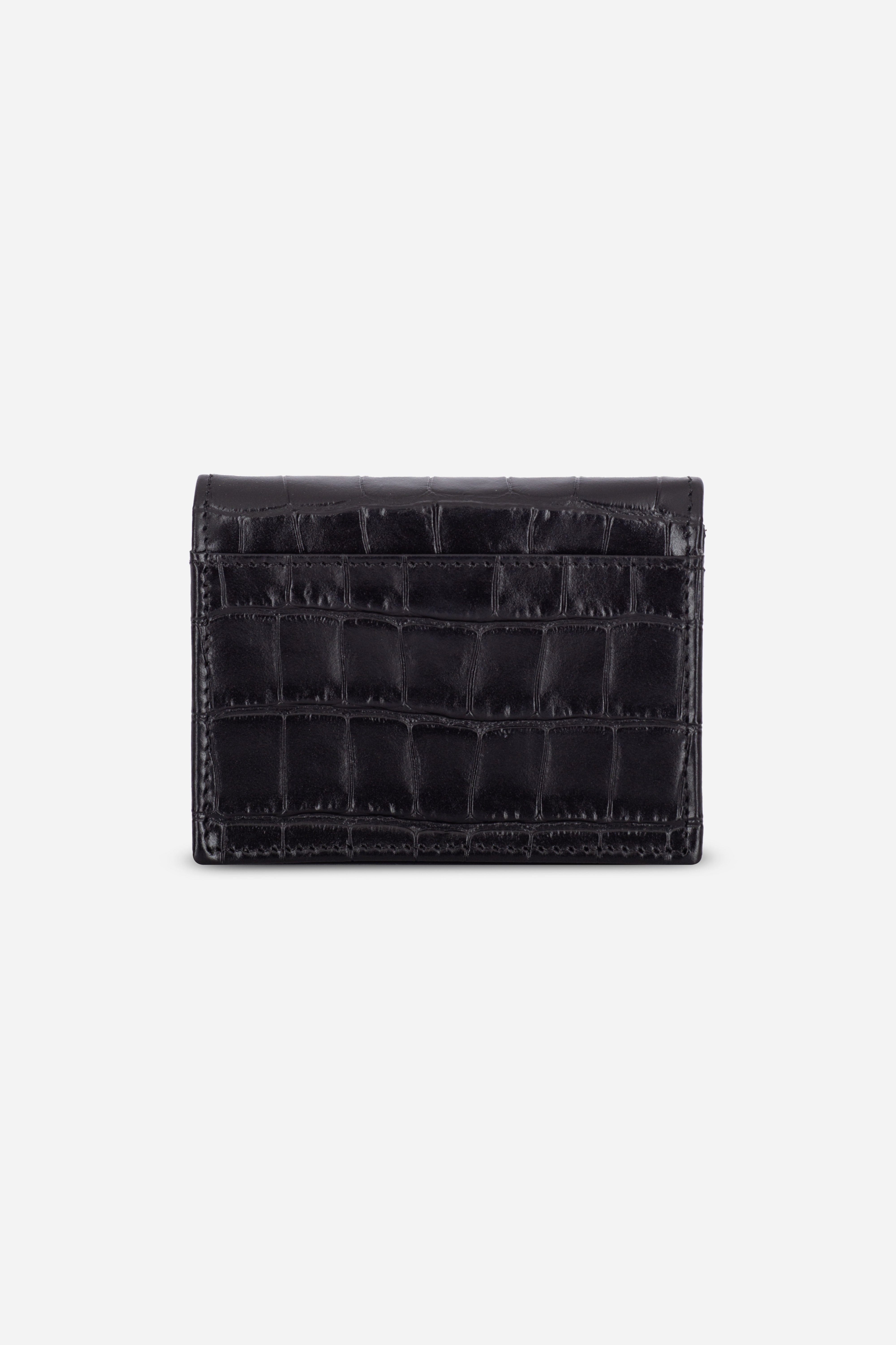 Rilu Lily black matte croco print chain micro bag back view